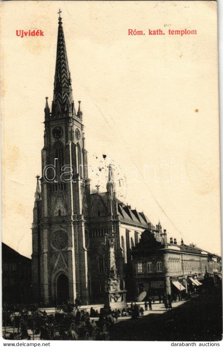 T2/T3 1909 Újvidék, Novi Sad; Római Katolikus Templom, Piac, Schicht Szappan Reklám / Church, Market, Soap Advertisement - Unclassified