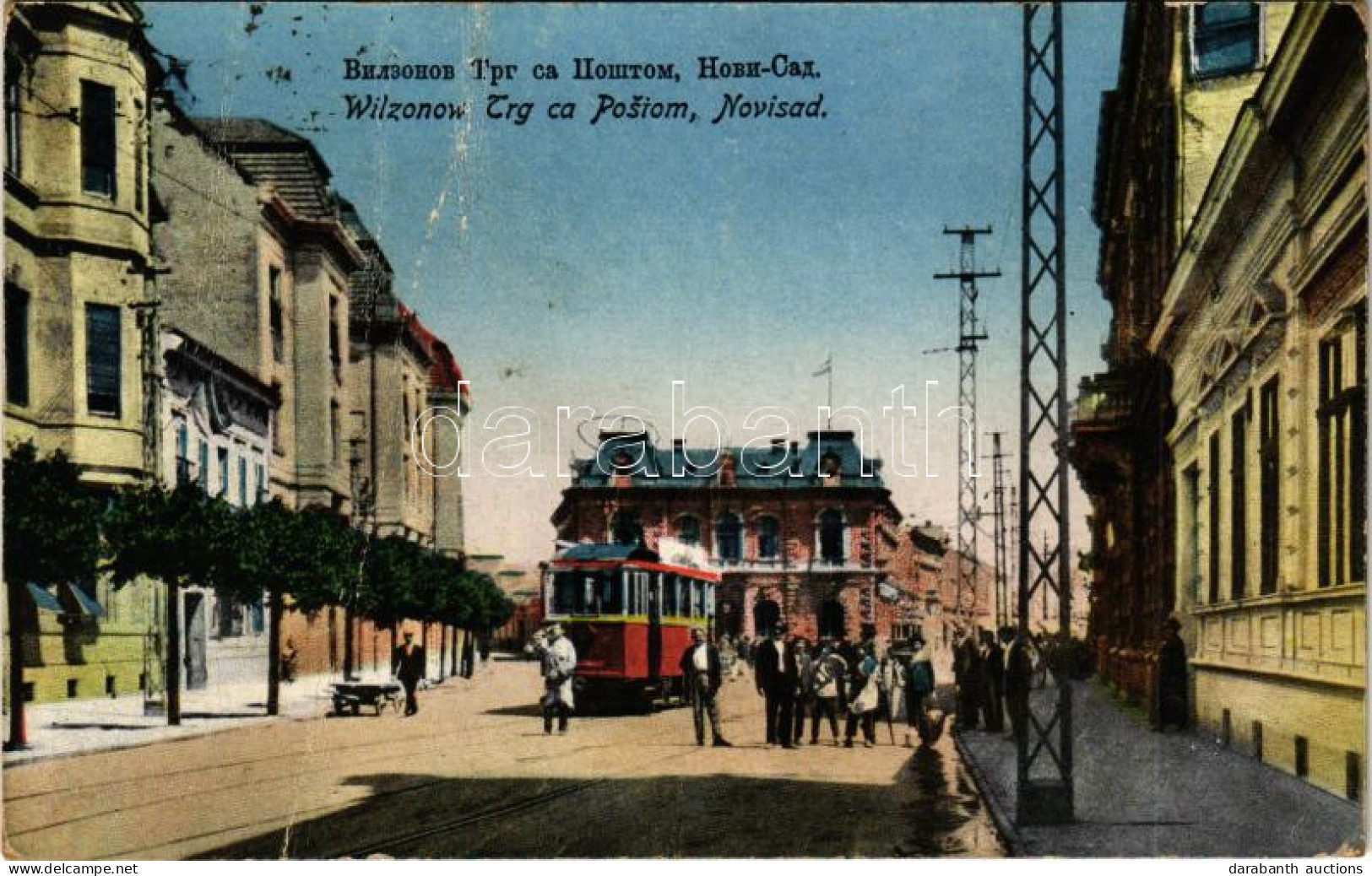 * T4 1926 Újvidék, Novi Sad; Wilzonow Trg Ca Posiom / Utca és Villamos / Street And Tram (Rb) - Sin Clasificación