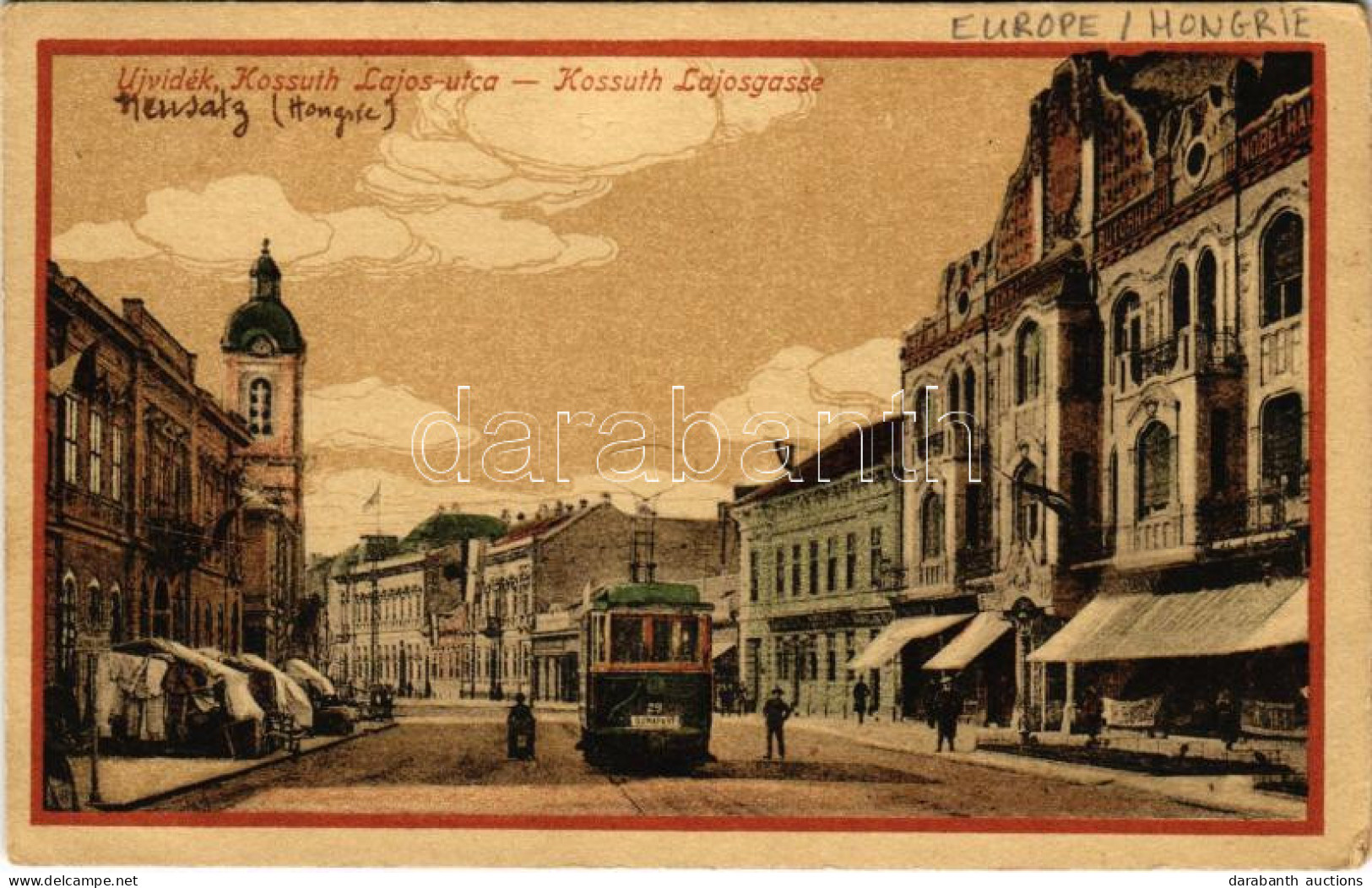 * T2/T3 1918 Újvidék, Novi Sad; Kossuth Lajos Utca, Villamos, Bútorház, üzletek. Hohlfeld Kiadása / Street View, Tram, F - Sin Clasificación
