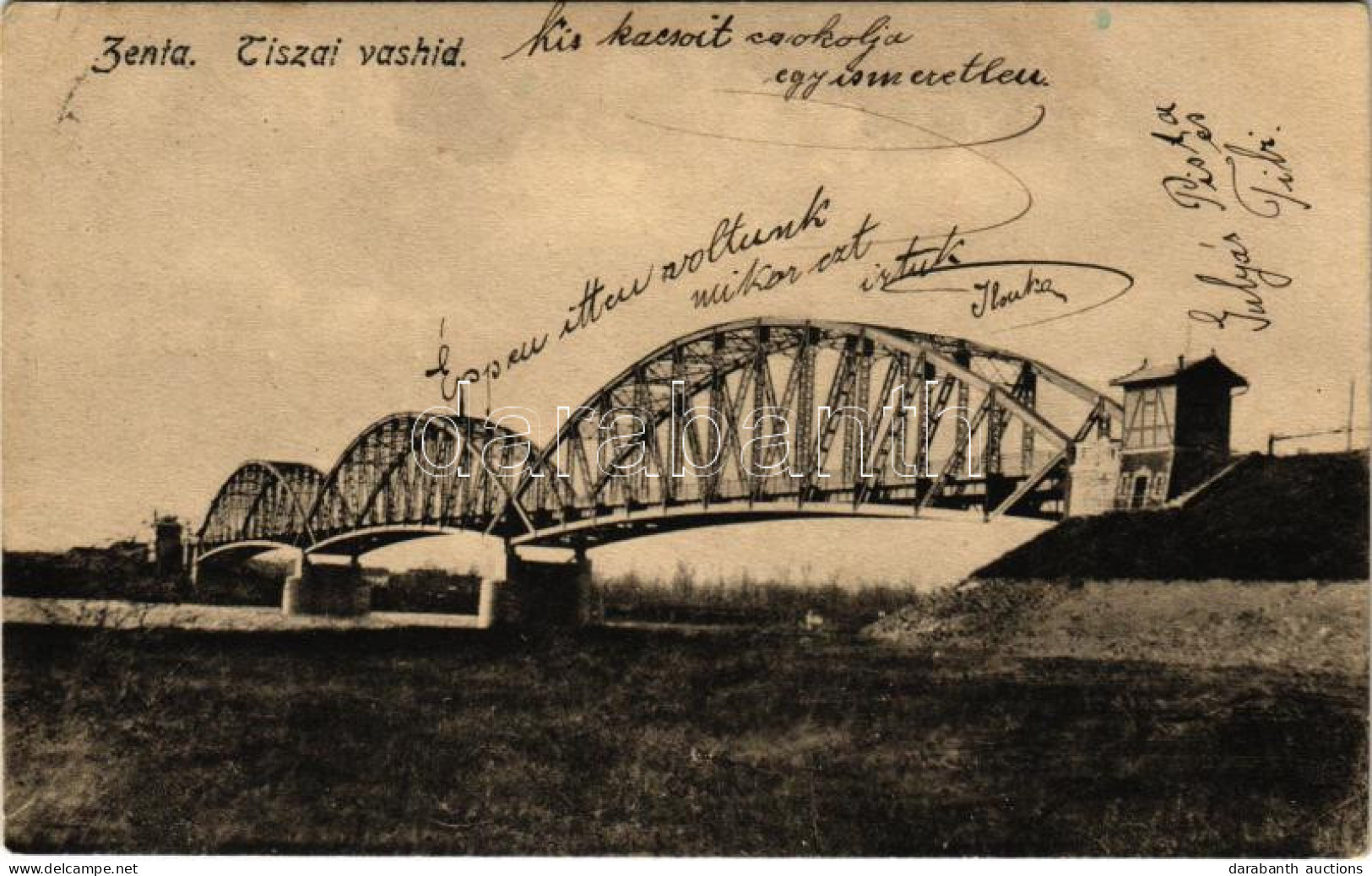 T2/T3 1915 Zenta, Senta; Tiszai Vashíd. Rolitzer Sándor Kiadása / Tisa Bridge (fl) - Non Classés