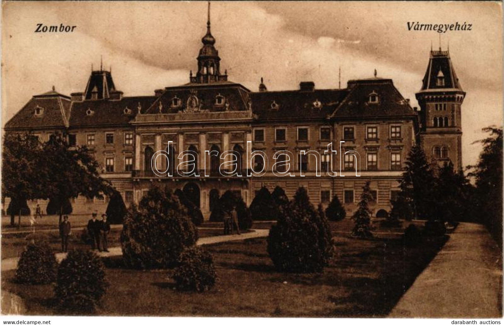 T2 1917 Zombor, Sombor; Vármegyeház. Vasúti Levelezőlapárusítás 1577. / County Hall - Unclassified