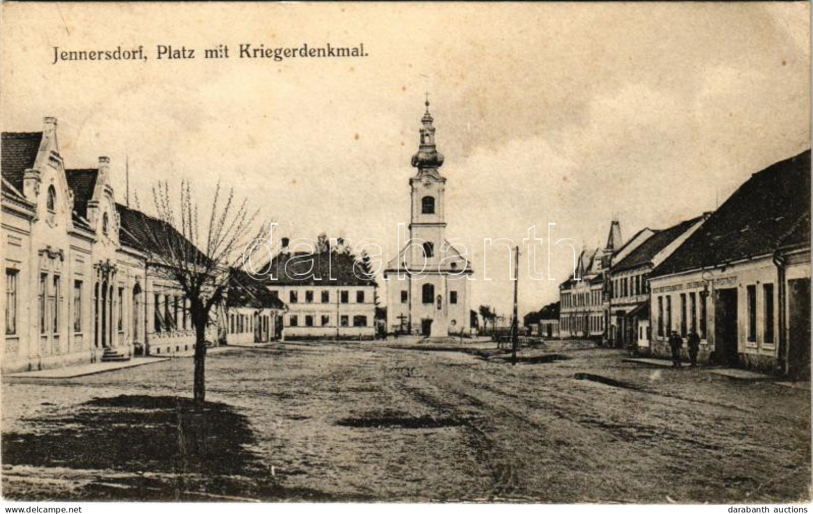 T2/T3 1927 Gyanafalva, Jennersdorf; Platz Mit Kriegerdenkmal / Fő Tér, Templom, Hősök Szobra, üzlet / Main Square, Churc - Unclassified