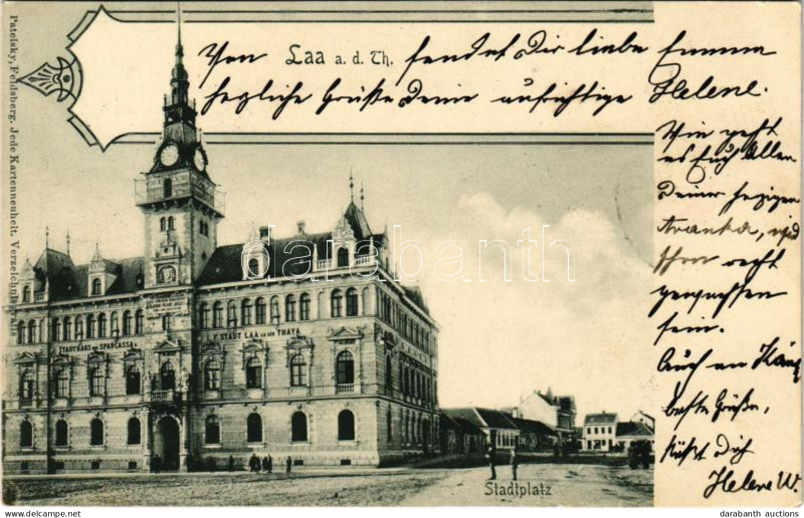 T2/T3 1901 Laa An Der Thaya, Stadtplatz, Stadthaus Und Sparcassa / Square, Town Hall And Savings Bank (EK) - Zonder Classificatie
