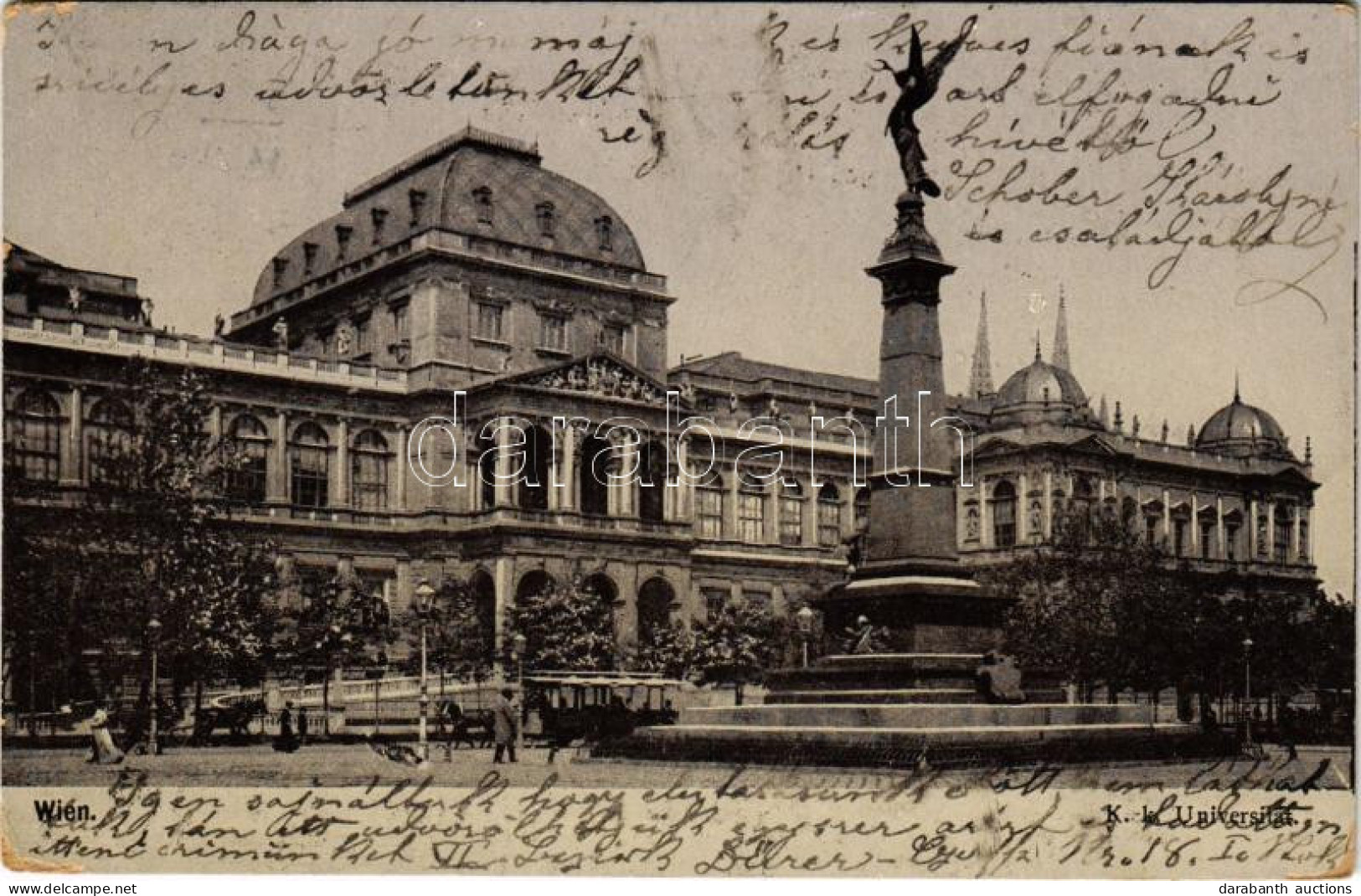 T3 1904 Wien, Vienna, Bécs; K. K. Universität / University, Horse-drawn Tram (EB) - Ohne Zuordnung