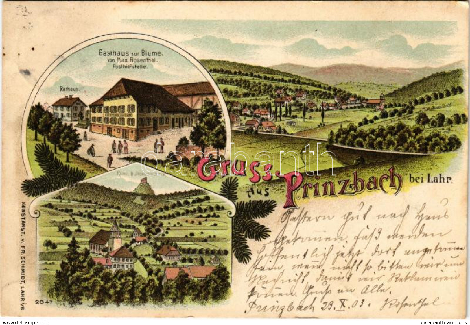 T2/T3 1903 Prinzbach (Lahr / Schwarzwald), Ruine Hohengeroldseck, Rathaus, Gasthaus Zur Blume Von Max Rosenthal Posthilf - Sin Clasificación