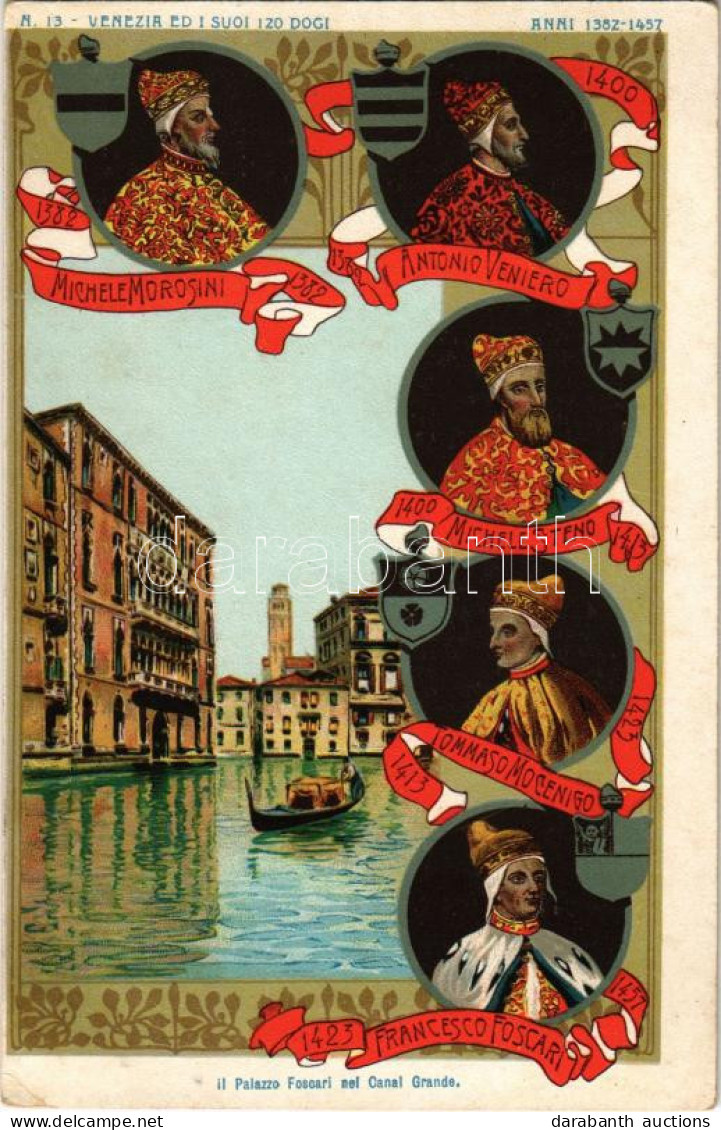 ** T2/T3 Venezia, Venice; Il Palazzo Foscari Nel Canal Grande - I Suoi 120 Dogi, Anni 1382-1457. / Italian Doges. Art No - Ohne Zuordnung