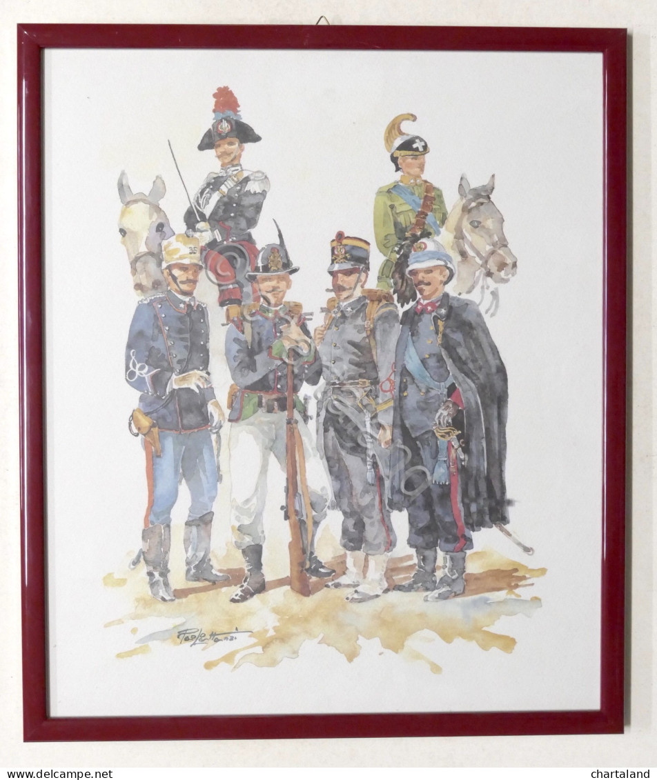 Acquerello Originale Di Paolo Lattanzi - Uniformi Esercito Italiano - Watercolours