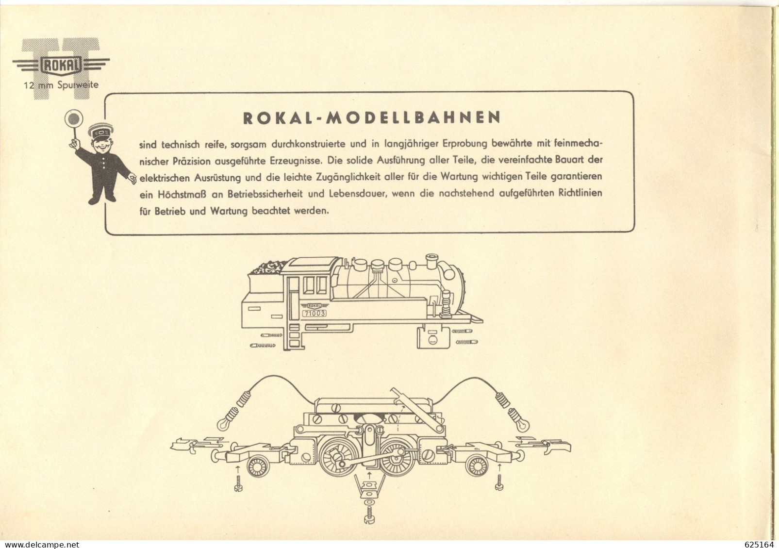 Catalogue ROKAL Betriebsanweisungen 1956 12 Mm. Spurweite TT   DEFEKT - German
