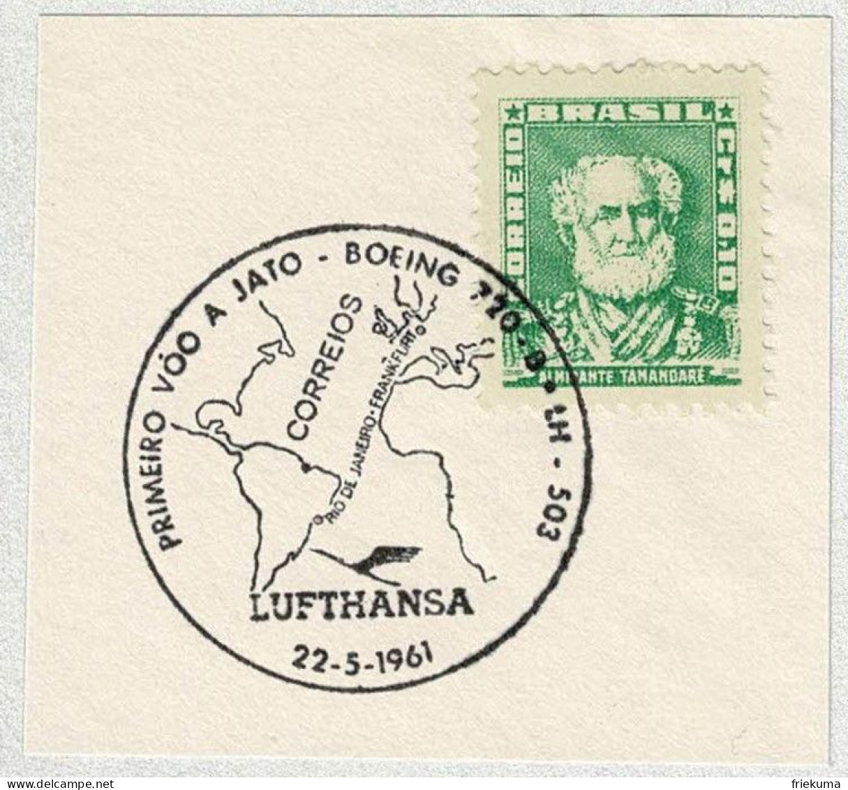 Brasilien / Brasil 1961, Sonderstempel Erstflug Rio De Janeiro - Frankfurt, Lufthansa - Autres (Air)