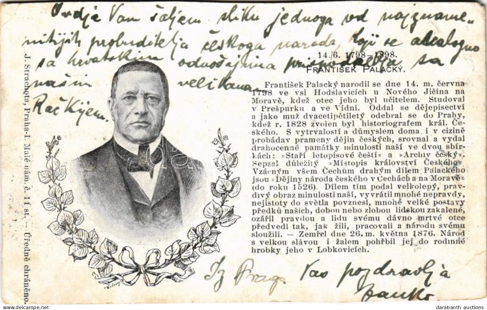 * T4 1898 (Vorläufer) Frantisek Palacky Cseh Történetíró, Politikus, író, A Cseh Tudományos élet és Közélet Egyik Szerve - Non Classificati