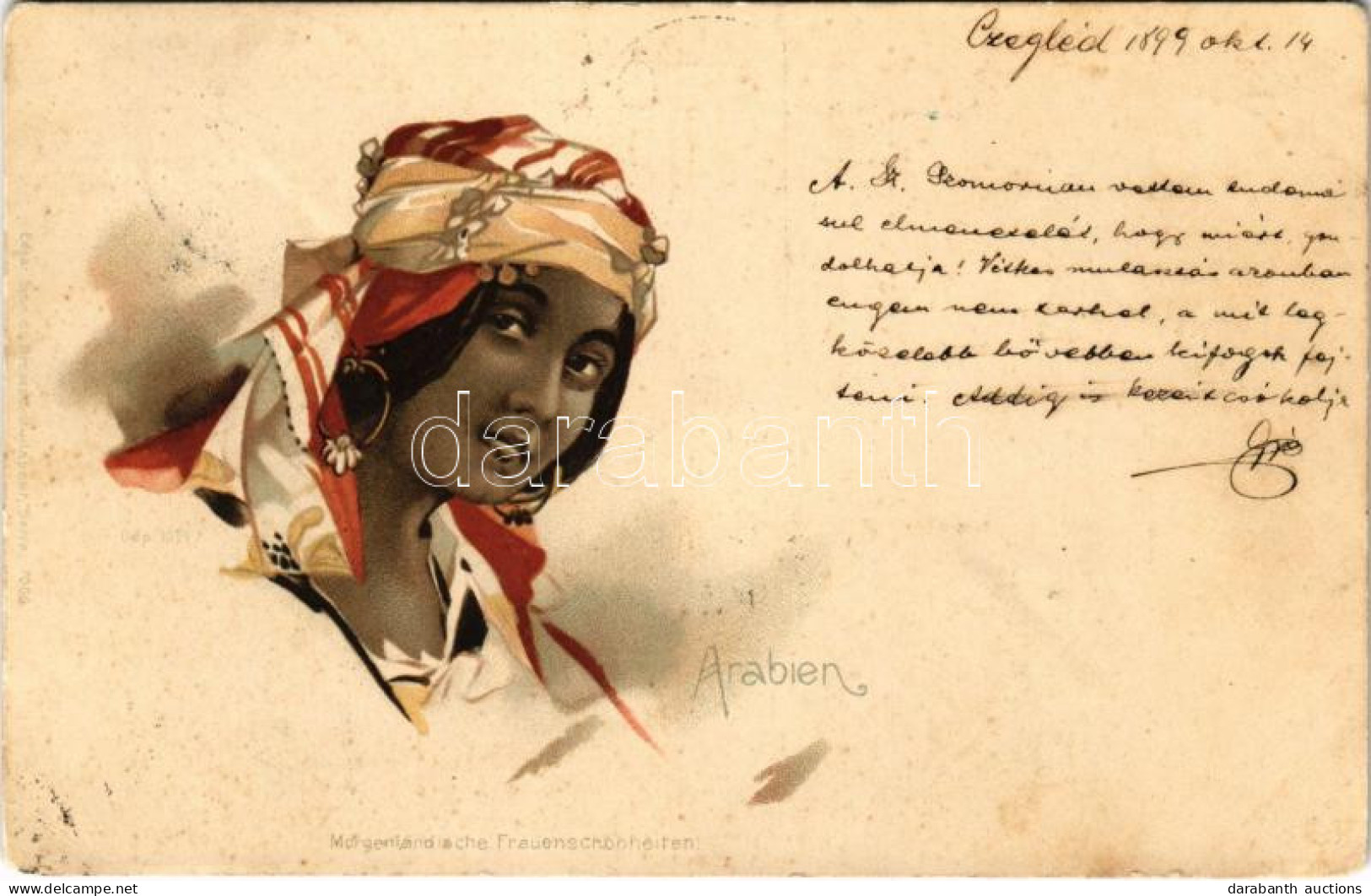 T2/T3 1899 (Vorläufer) Arabien, Morgenländische Frauenschönheiten / Arabian Lady, Folklore / Arab Hölgy. Litho (fl) - Zonder Classificatie