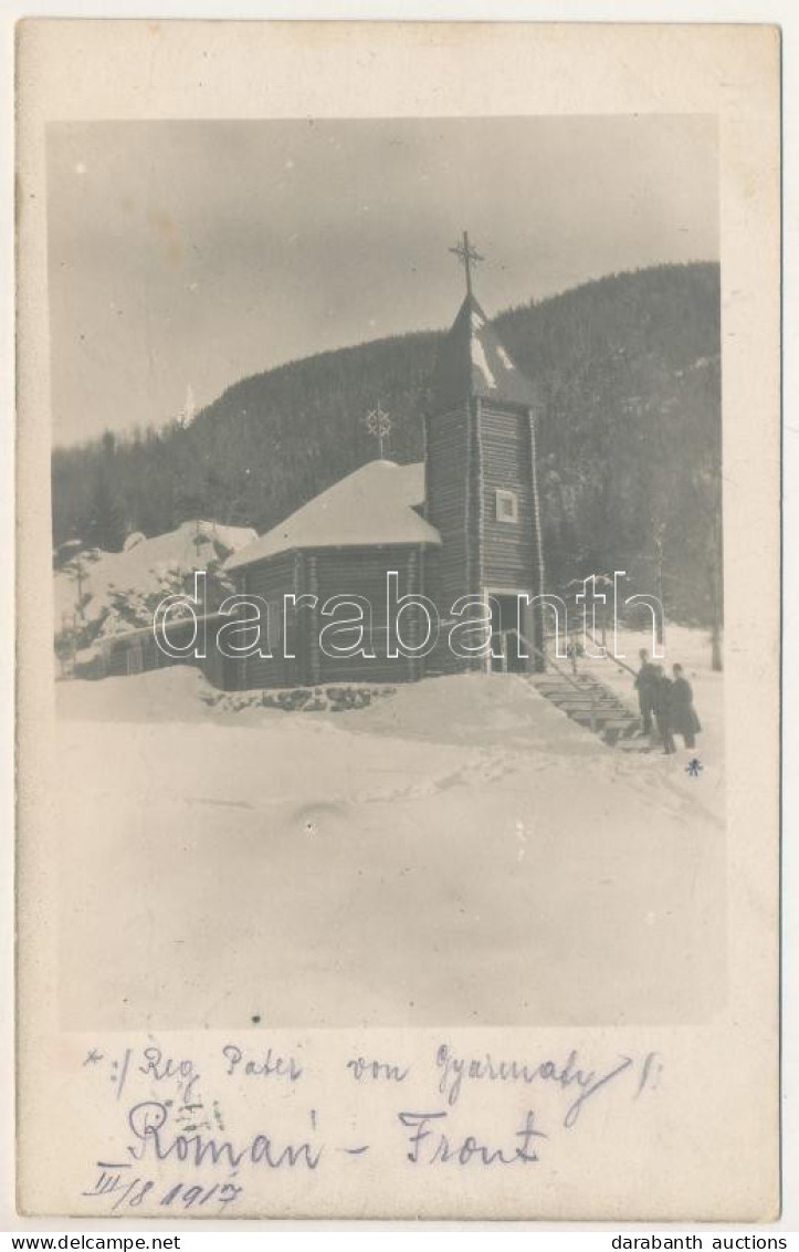 T2/T3 1917 Román Front, A 105. Gyalogezred Temetőjének Kápolnája Télen / WWI Austro-Hungarian K.u.K. Military, Romanian  - Ohne Zuordnung