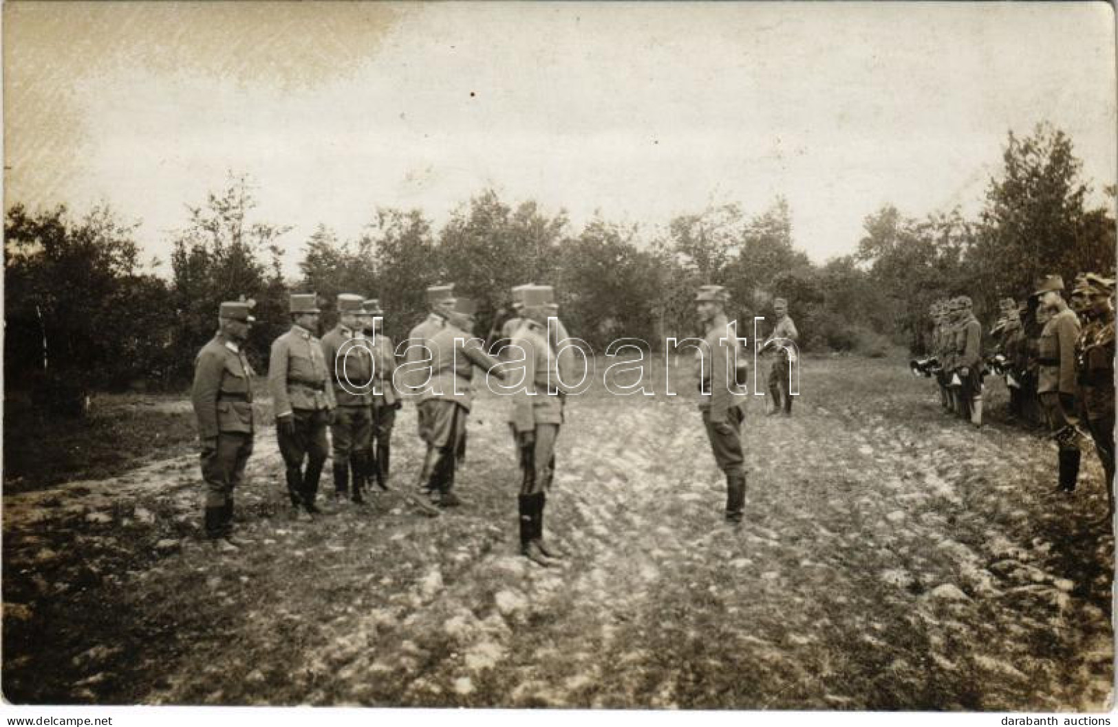 * T2/T3 Osztrák-magyar Tiszti Szemle Katonazenekarral / WWI K.u.k. Austro-Hungarian Military Music Band, Soldiers. Photo - Unclassified