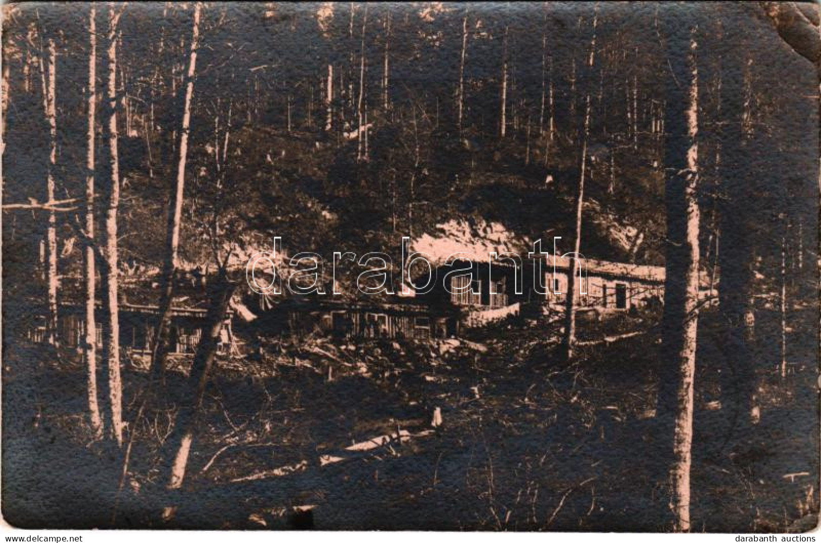 T2/T3 1918 Osztrák-magyar Erődítések Az Erdőben / WWI K.u.K. Military Camp In The Forest. Photo + "M. Kir. Pozsonyi 13.  - Zonder Classificatie