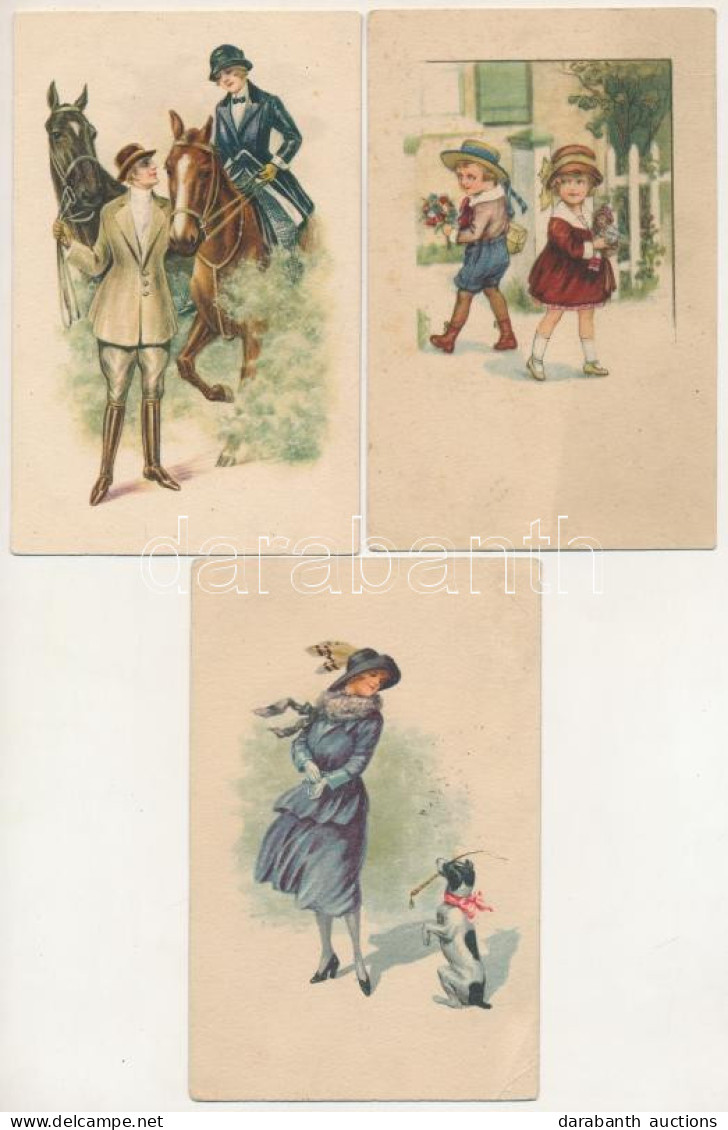 ** 3 Db RÉGI Olasz Művész Képeslap / 3 Pre-1945 Amag Italian Art Postcards: - Zonder Classificatie