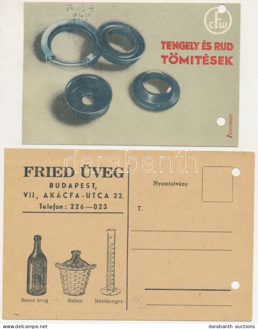 ** 2 Db Lyukasztott Reklámlap: CFW Tengely- és Rúdtömítések, Fried Üveg / 2 Advertisement Postcards With Punched Holes - Zonder Classificatie