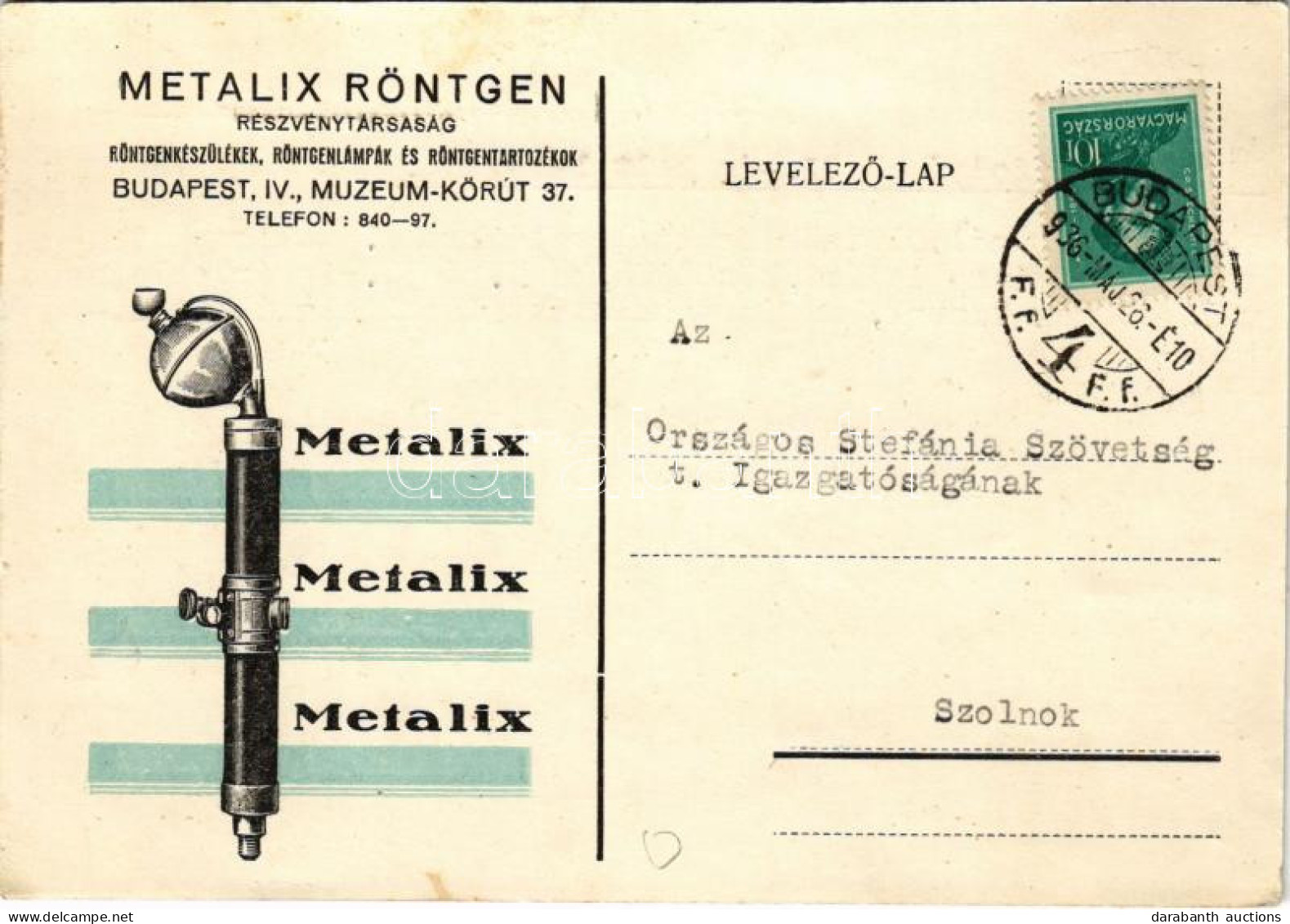 T2/T3 1936 Metallix Röntgen Részvénytársaság Reklámja. Röntgenkészülékek, Röntgenlámpák és Röntgentartozékok. Budapest V - Unclassified