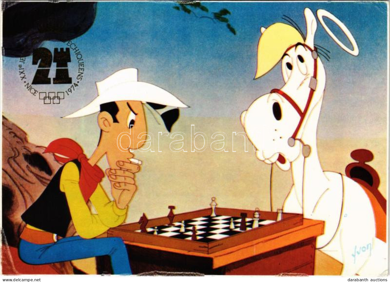 T2/T3 1978 Lucky Luke Et Ses Compagnons. Nice XXI. Jeux Olympiques Echiqueens 1974 / Lucky Luke Playing Chess With His H - Non Classés