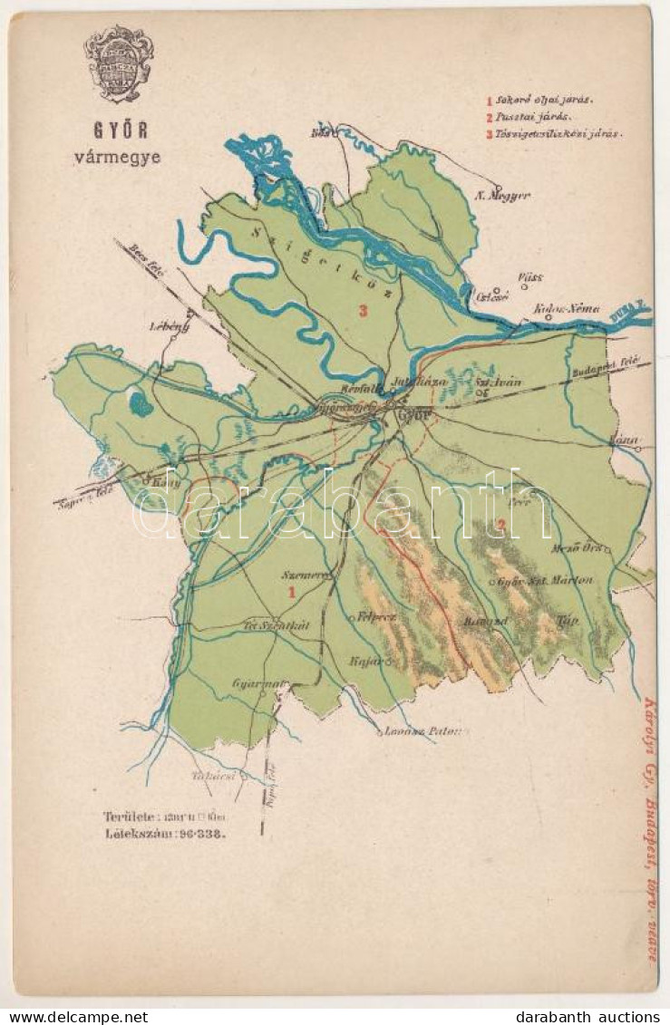 ** T2/T3 Győr Vármegye Térképe. Kiadja Károlyi Gy. / Map Of Győr County (EK) - Zonder Classificatie