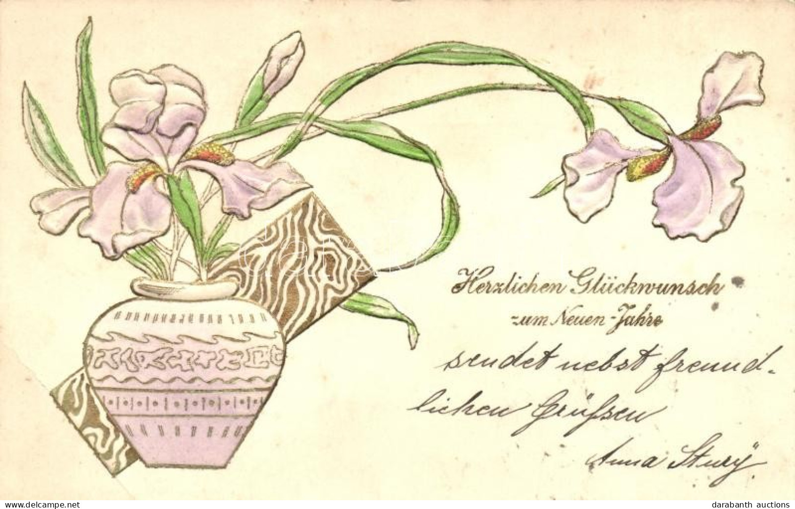 T3 Art Nouveau Flowers, Greeting Card (EB) - Unclassified