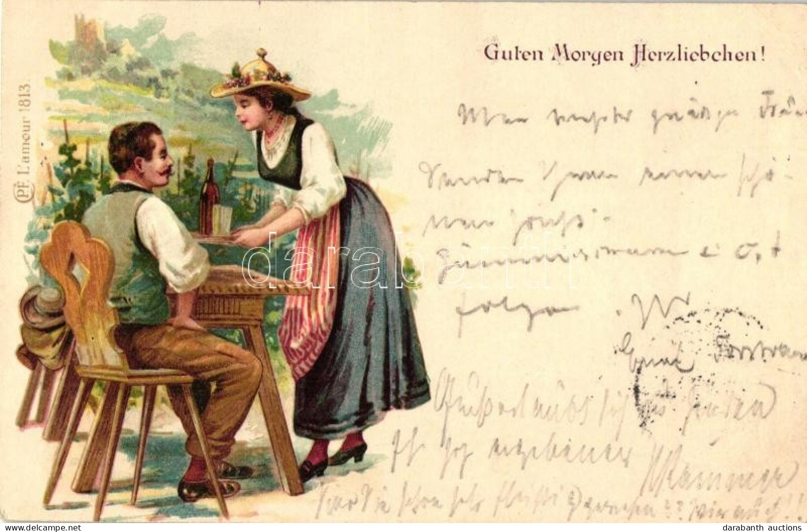 T3 Couple Greeting Card, L'Amour 1813. Litho (small Tear) - Non Classificati