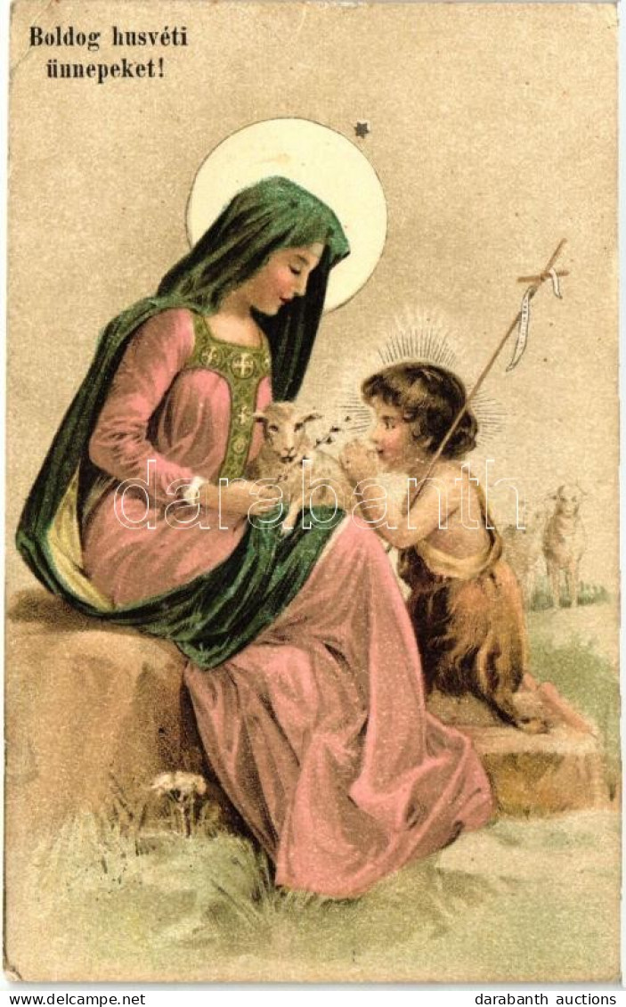 T4 Easter, Virgin Mary With Jesus, Lamb, Litho (b) - Sin Clasificación