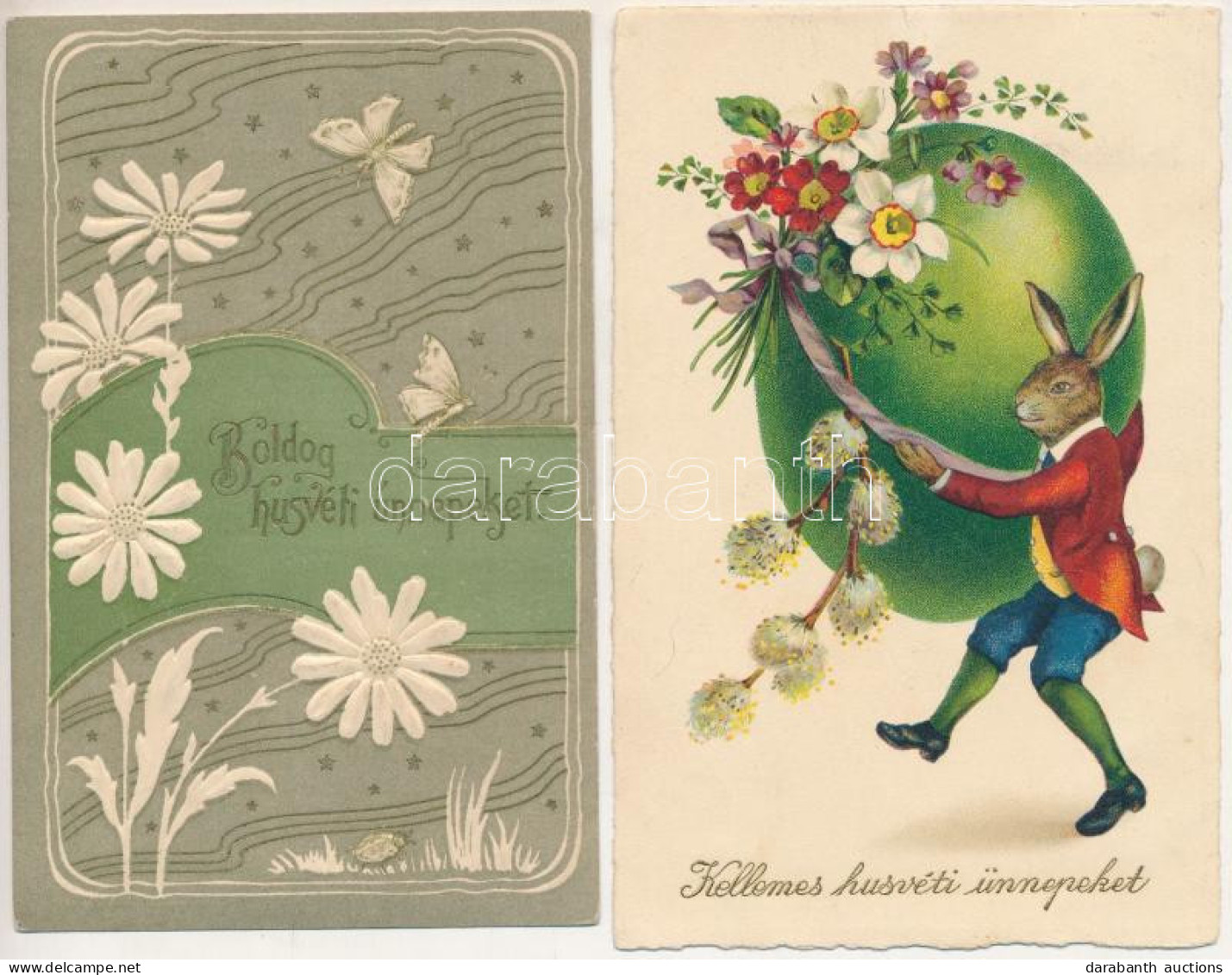 * 2 Db Régi Húsvéti üdvözlőlap / 2 Pre-1945 Easter Greeting Art Postcards - Sin Clasificación