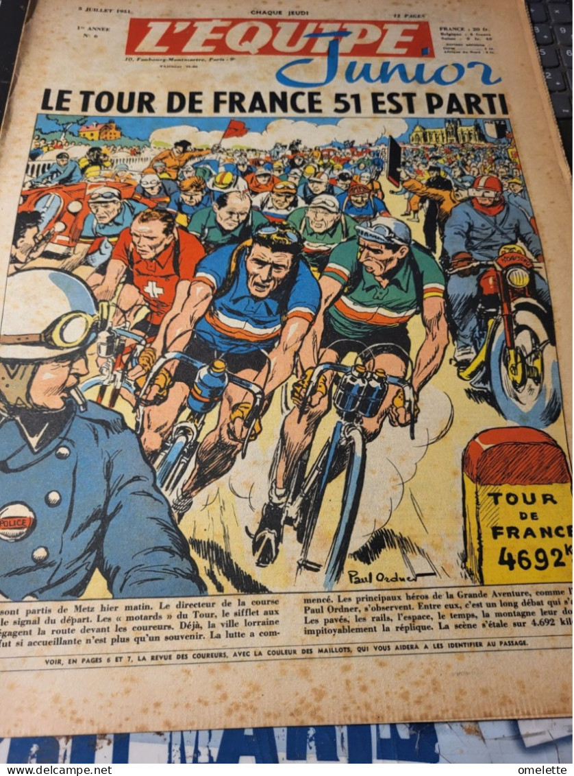 EQUIPE JUNIOR/TOUR FRANCE ORDNER/ROBINSON/MARCEL HANSENNE/EQUIPES/ CARTE PELLOS - Sport