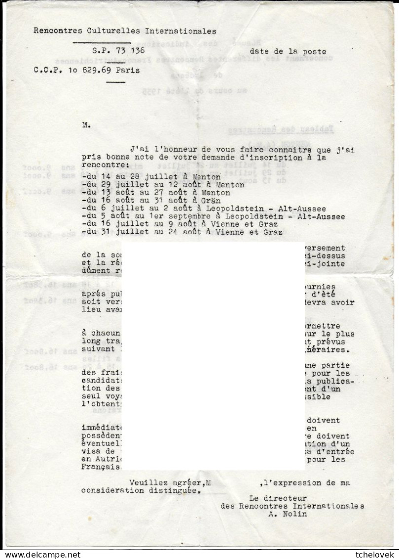 (Divers). Document Historique. Rencontre Franco-Autrichienne De Lycéennes Poligny Seekirchen 1955. Scolaire - Historische Dokumente