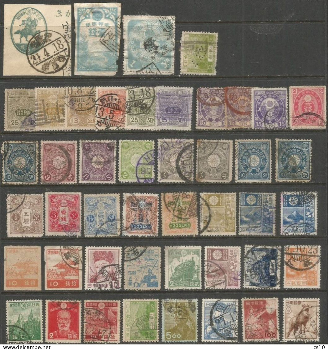 JAPAN 5 Scans Lot Used Stamps With Older & Empire - Including Fiscals , Perfins, Square Cuts, Etc - Verzamelingen & Reeksen