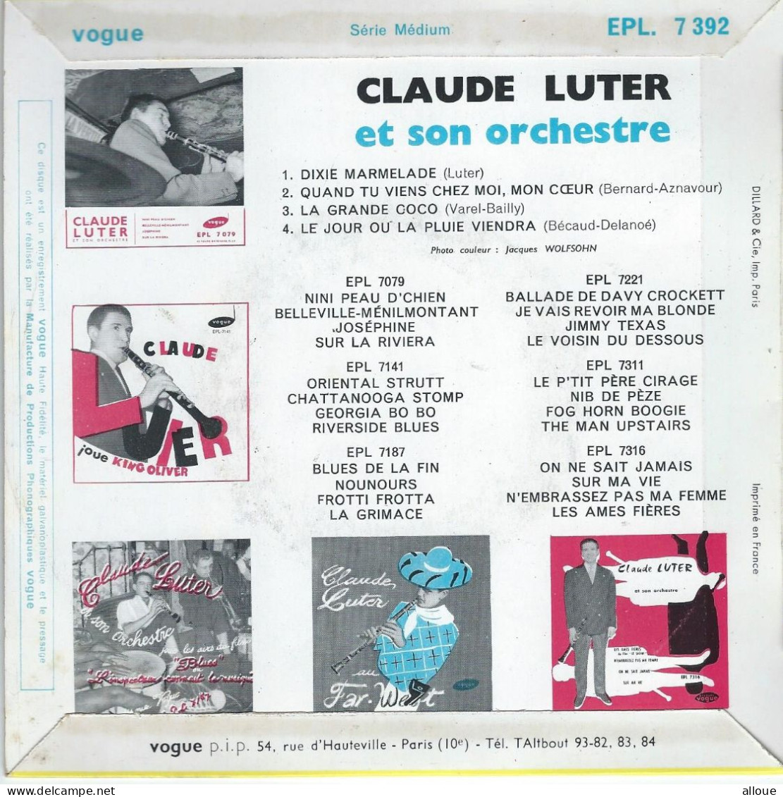 CLAUDE LUTER ET SON ENSEMBLE - FR EP - DIXIE MARMELADE + 3 - Jazz