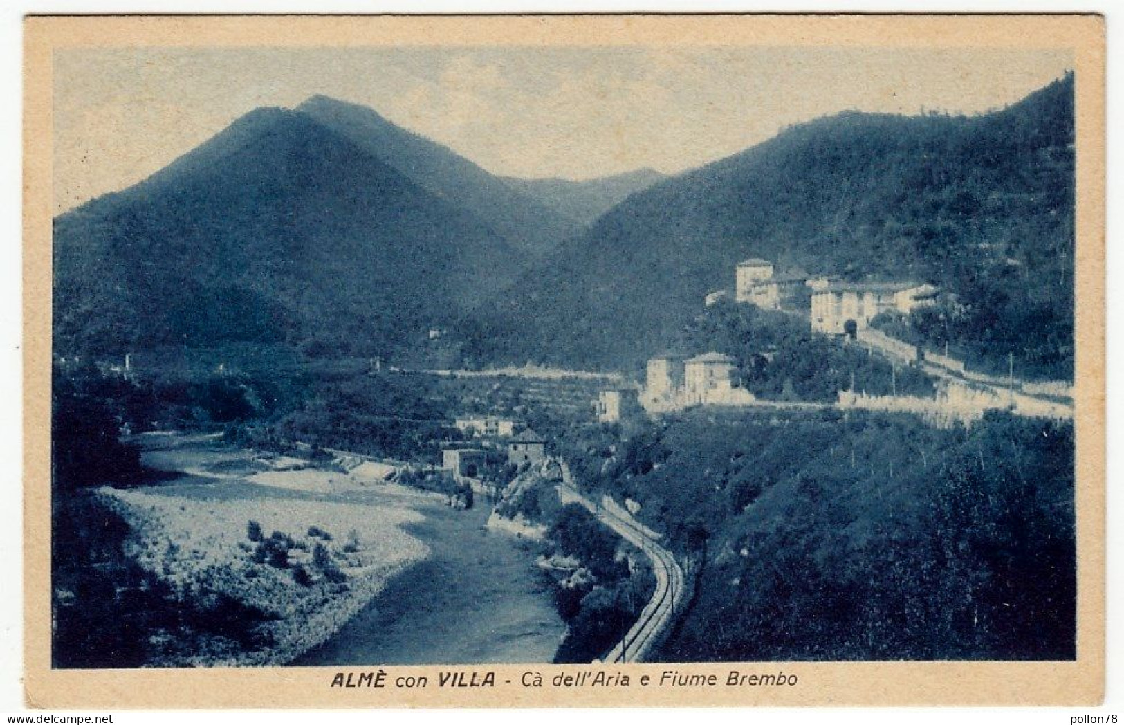 ALME' CON VILLA - CA' DELL'ARIA E FIUME BREMBO - BERGAMO - 1941 -  Vedi Retro - Formato Piccolo - Bergamo