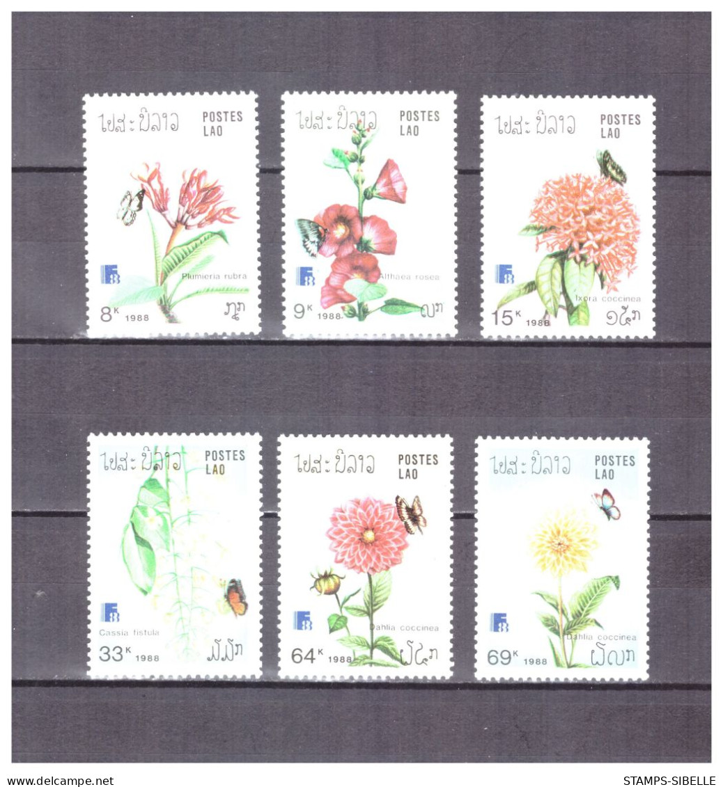 LAOS    N °  859 /  864  .  SERIE   FLEURS      NEUVE   **   .  SUPERBE  . - Laos