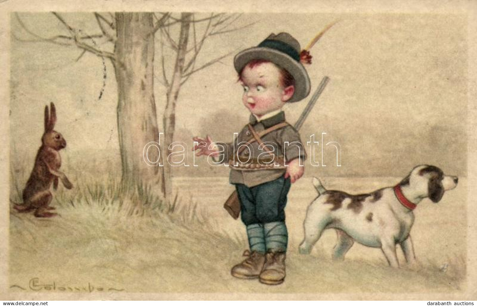 * T4 Italian Art Postcard, Hunter Boy CCM Ultra 2322. S: Colombo (b) - Non Classificati