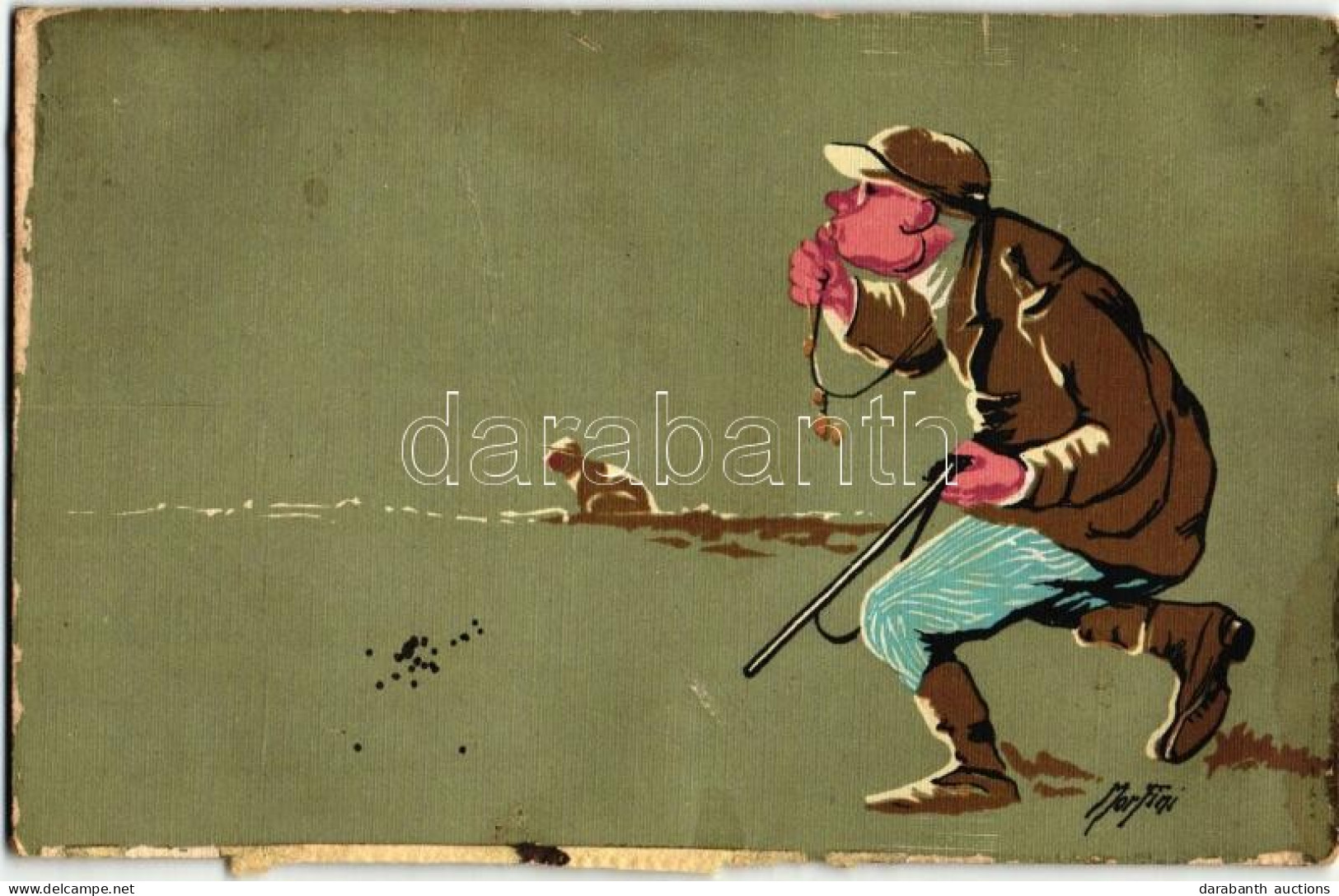 ** T3/T4 Hunter With Dog, Italian Art Postcard S: Morfini (gluemark) - Unclassified