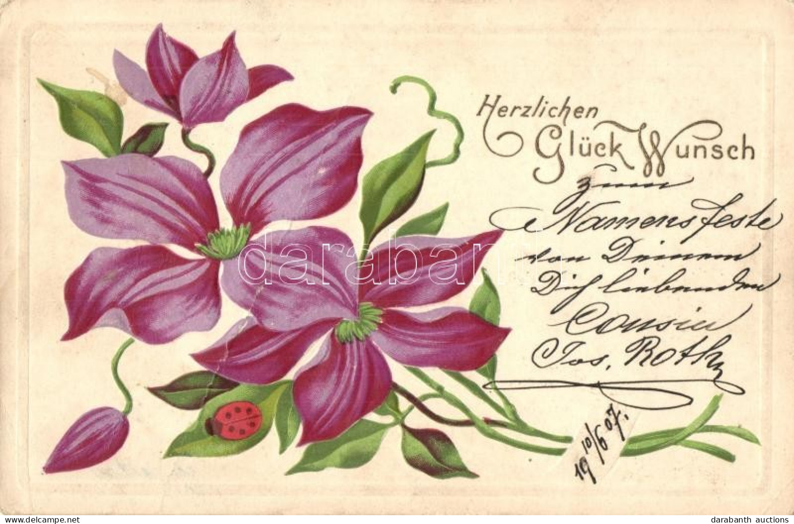 T3/T4 Herzlichen Glückwunsch / Flower Greeting Art Postcard, Litho (fa) - Non Classificati