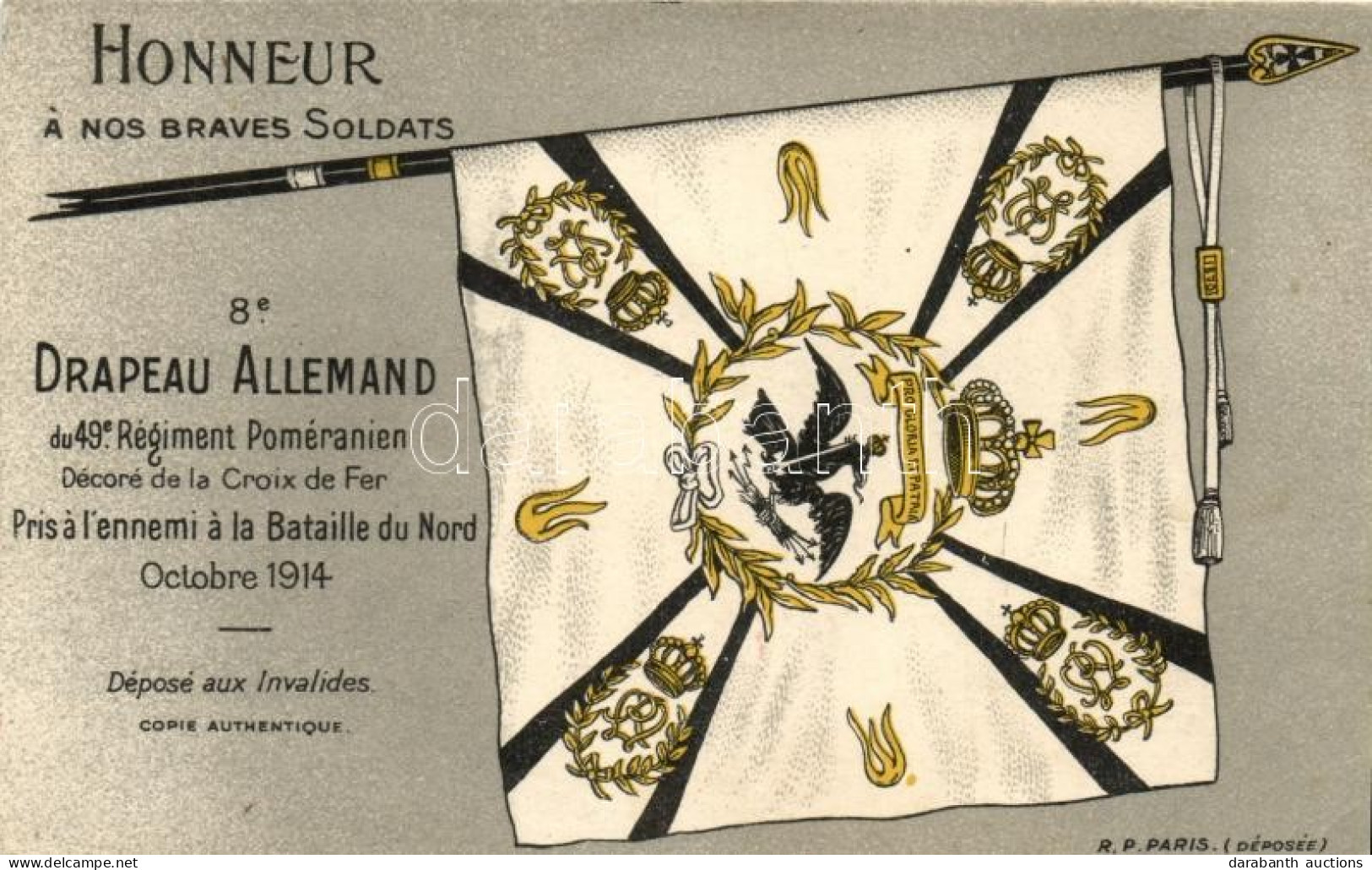 * T3 Honneur A Nos Braves Soldats 8e Drapeau Allemand Du 49e Regiment Poméranien / French Propaganda, German Flag Of The - Sin Clasificación