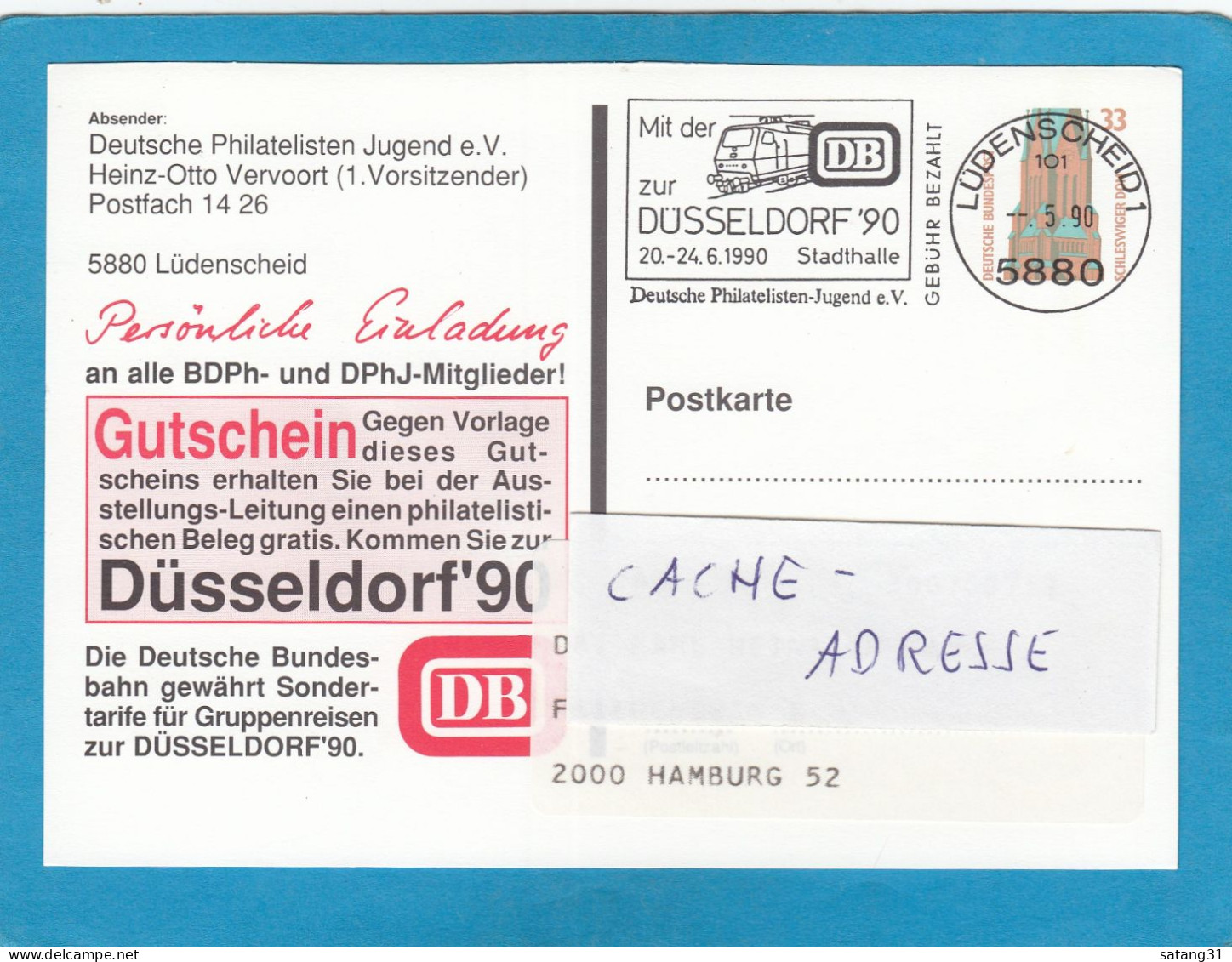 PERSÖNLICHE EINLADUNG. "DÜSSELDORF '90". - Postkarten - Gebraucht