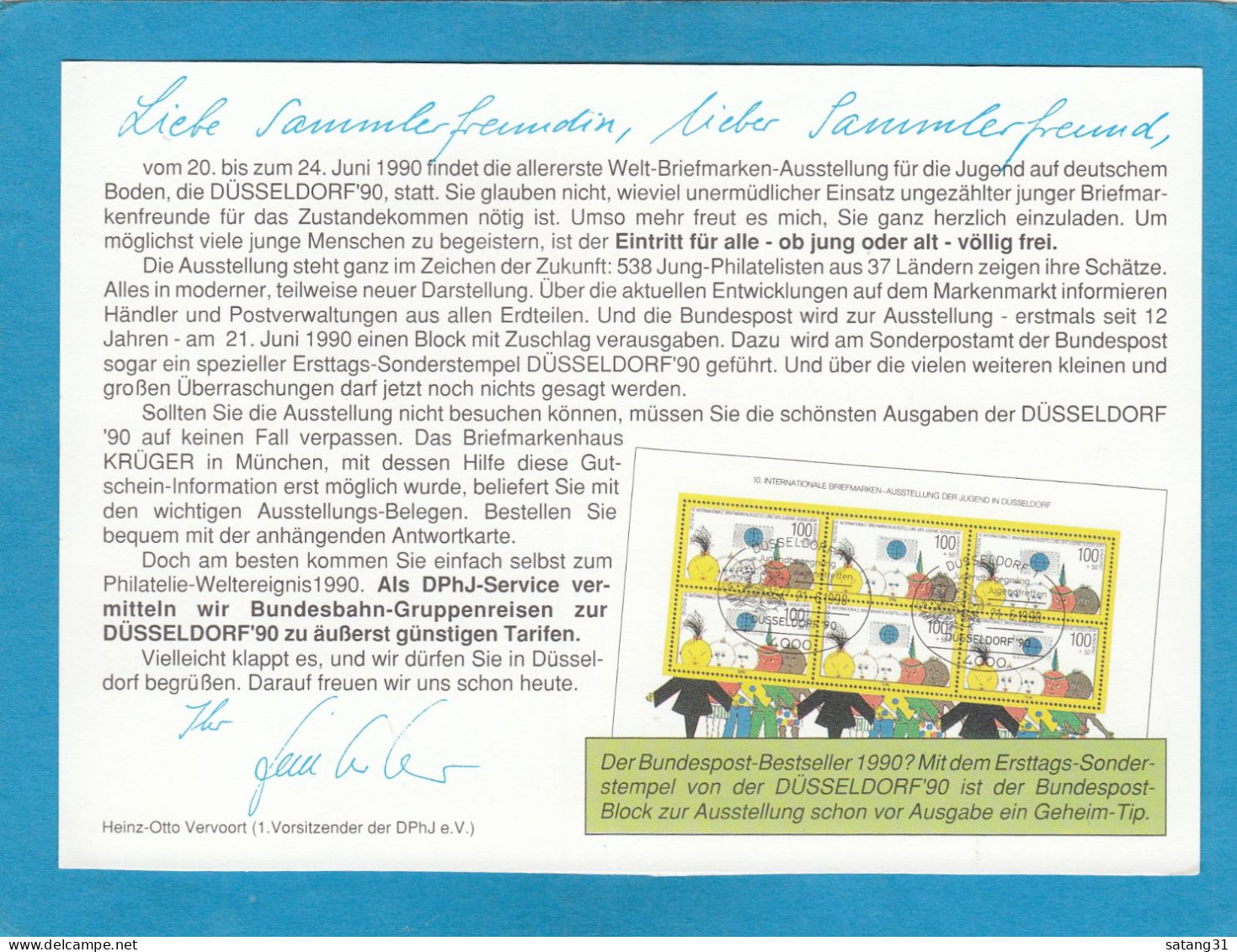 PERSÖNLICHE EINLADUNG. "DÜSSELDORF '90". - Cartes Postales - Oblitérées