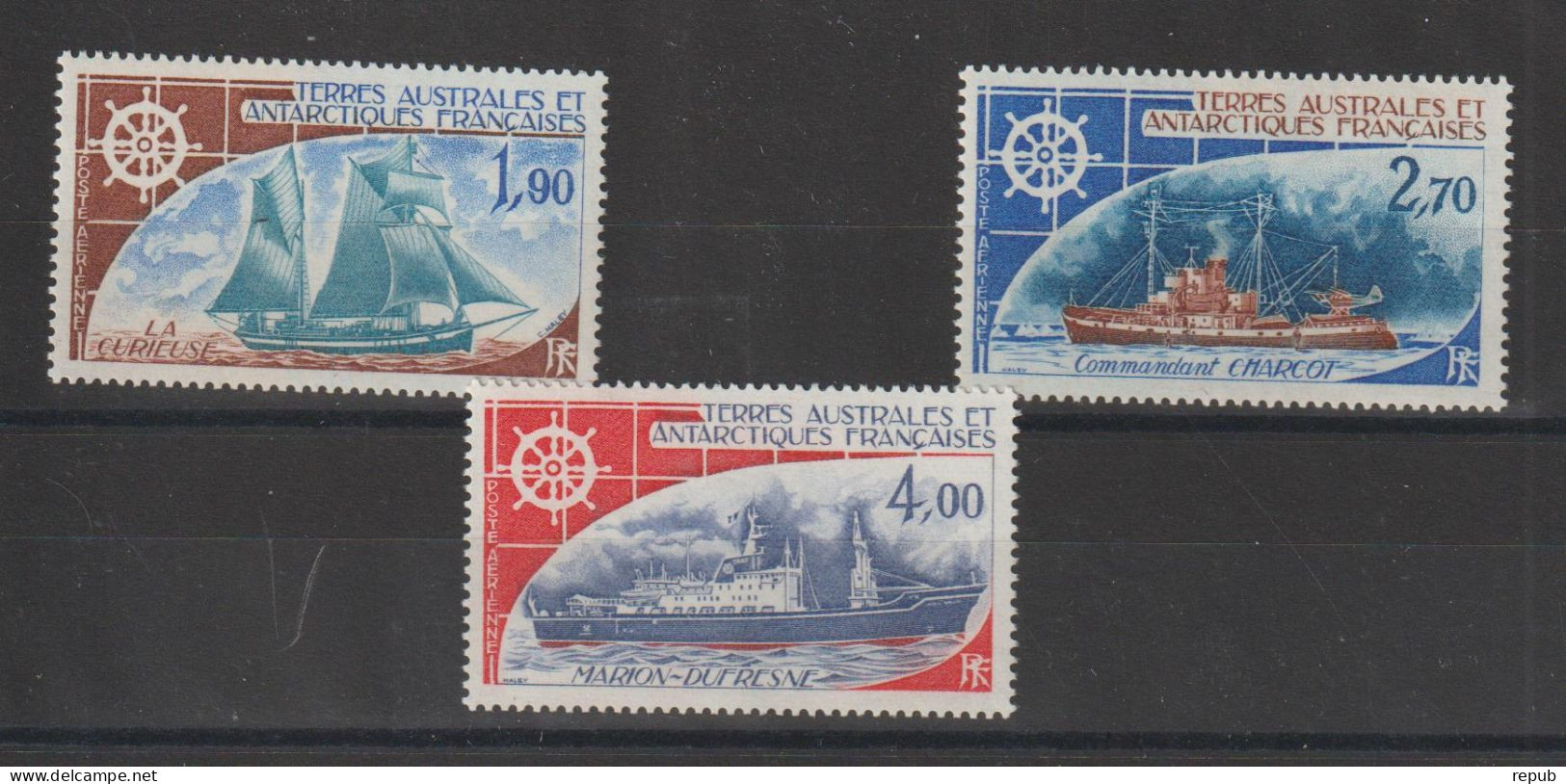 TAAF 1976 Bateaux PA 44-46 3 Val ** MNH - Poste Aérienne