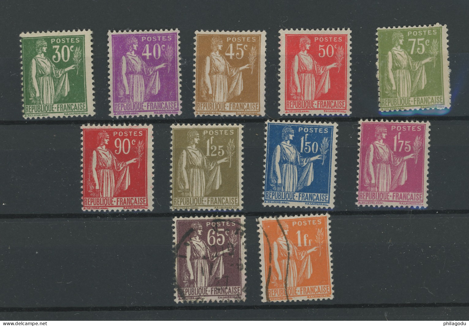 1932-33   France, Type Paix, 280/289*(65c Et 1f Ob), Cote 135 €, - 1932-39 Paz