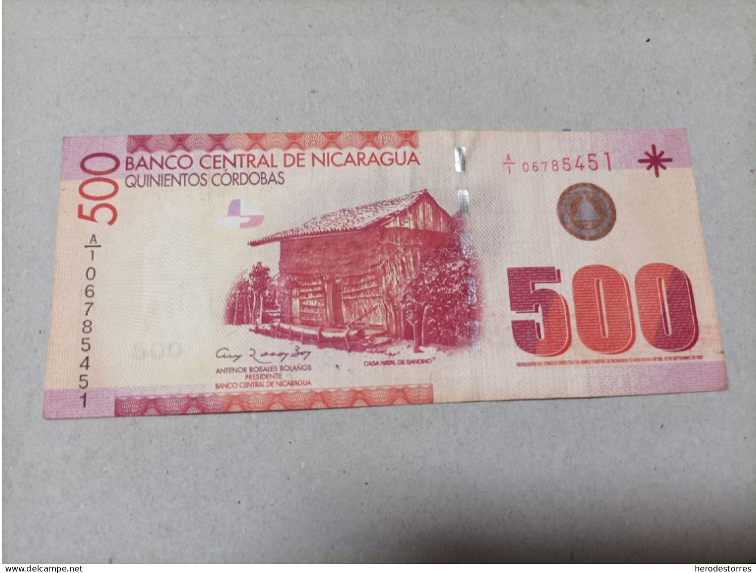 Billete Nicaragua, 500 Córdobas, Año 2007, Serie A - Nicaragua