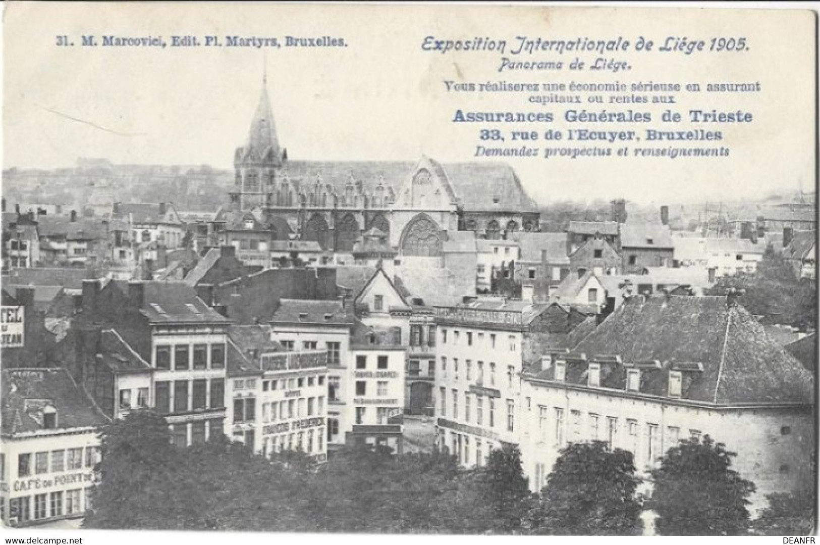 LIEGE : Exposition Universelle De Liège 1905.Panorama De Liège. PUB : Assurances Générales De Trieste à Bruxelles - Expositions