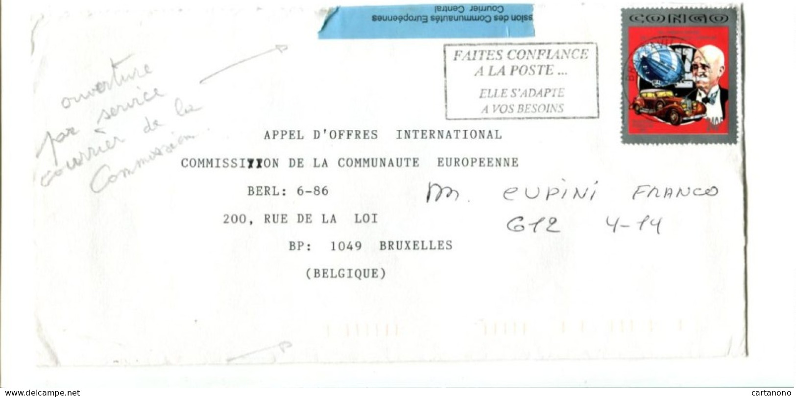 CONGO - Affranchissement Sur Lettre - 75e An. De La Mort De Graff Zeppelin - Autres & Non Classés