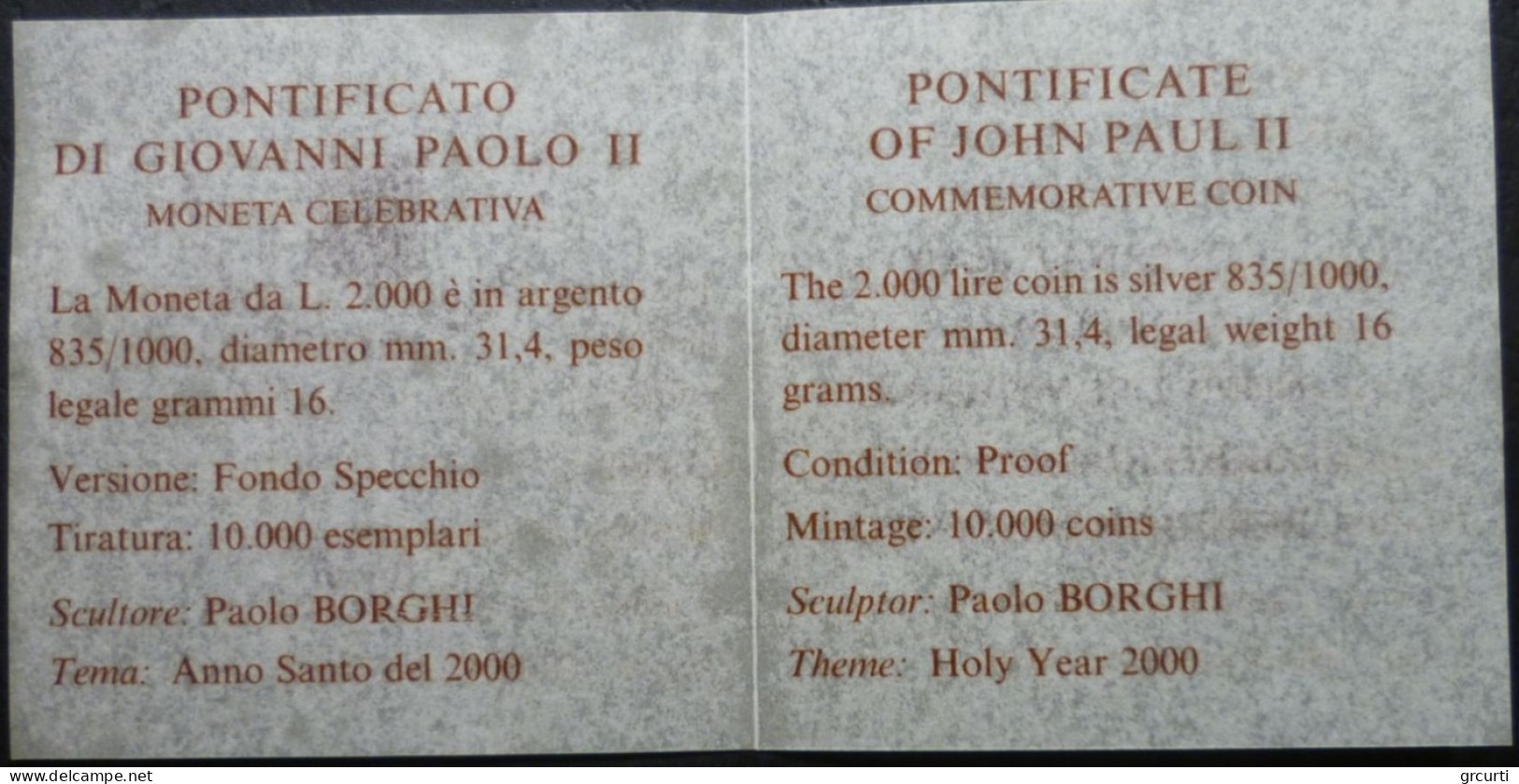 Vaticano - 2.000 Lire 2000 - Anno Santo Del 2000 - Gig. 341 - KM# 313 - Vaticano