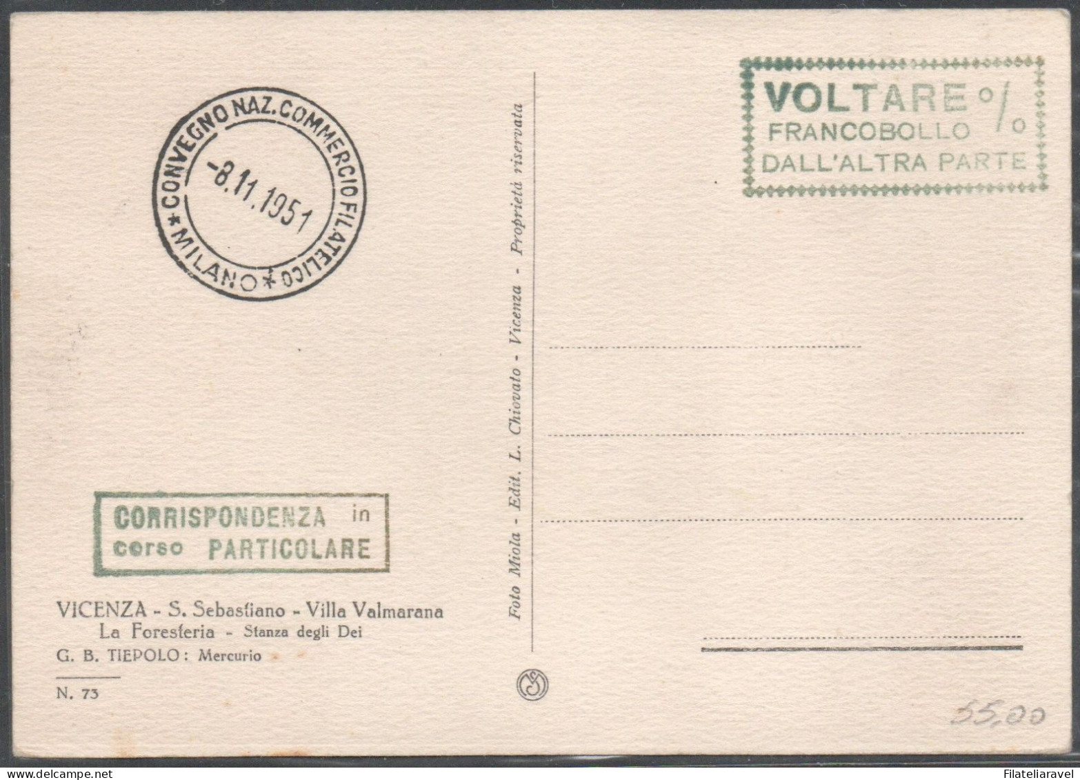 Italia Repubblica - Cartolina - 1951, " Convegno Nazionale Commercio Filatelico ", Milano. - 1946-60: Storia Postale