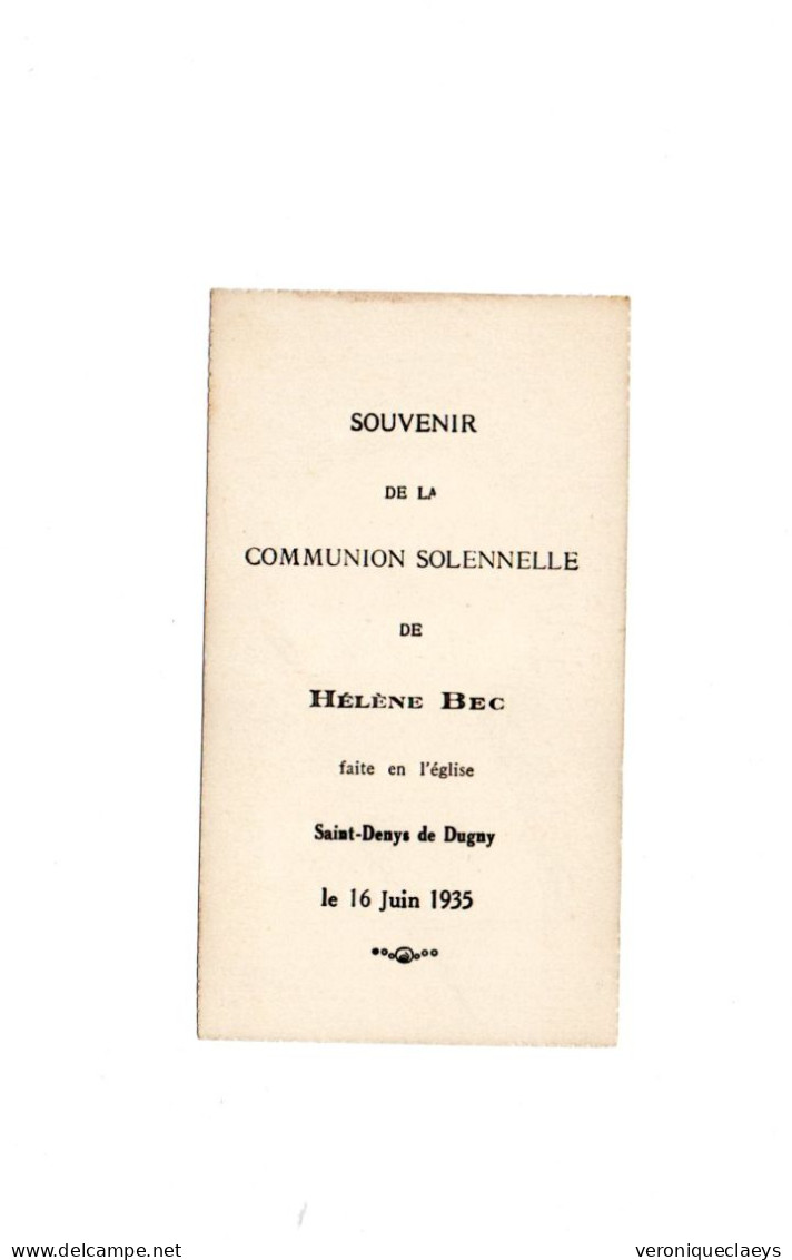 Image Pieuse Souvenir De La Communion Solennelle 1935 C1/7 - Santini