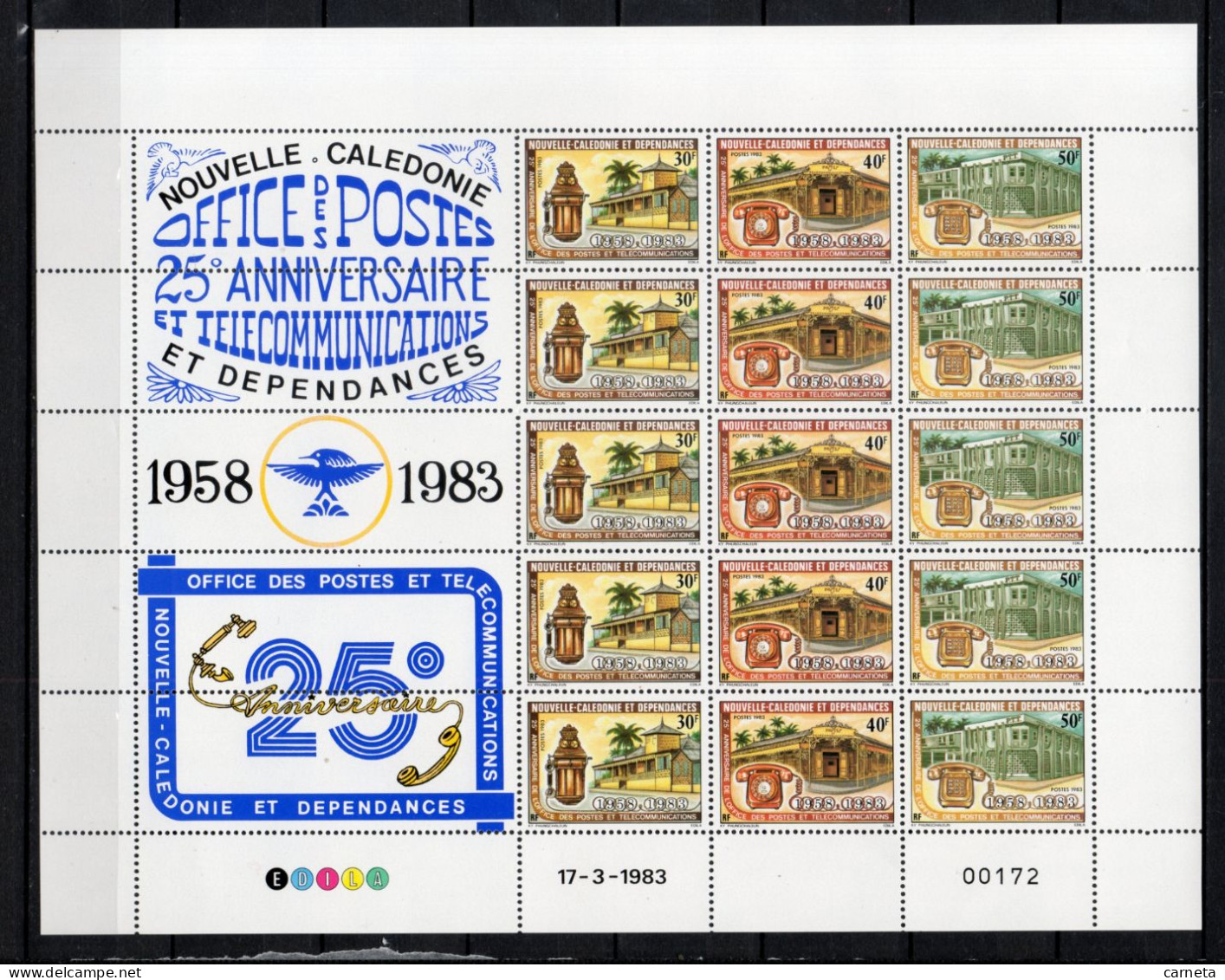 Nlle CALEDONIE N° 474A  EN PLANCHE     NEUF SANS CHARNIERE  COTE 23.00€  POSTES ET TELECOMMUNICATIONS - Imperforates, Proofs & Errors