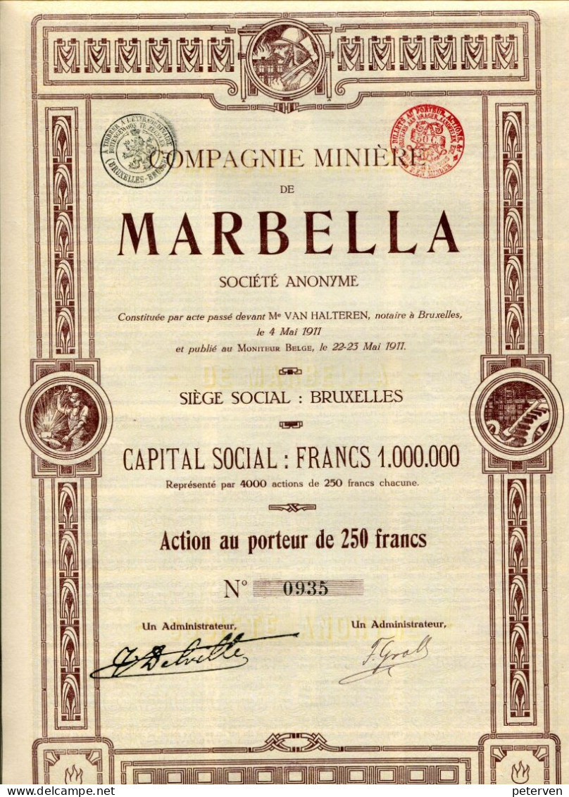 COMPAGNIE MINIÈRE De MARBELLA (Espagne) - Miniere