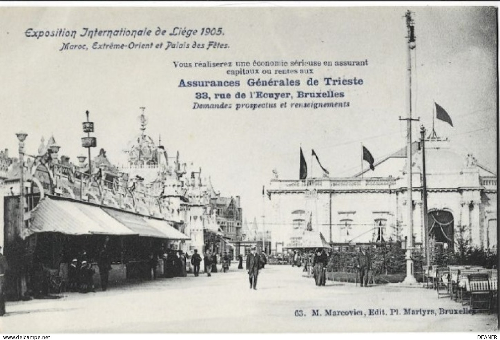 LIEGE : Exposition Universelle De Liège 1905.Maroc,Extrême-Orient Et Palais Des Fêtes. PUB : Assurances De Trieste. - Expositions
